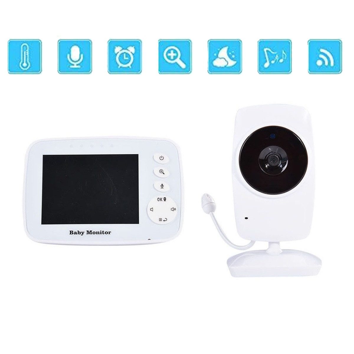 Babyphone Baby Monitor mit Kamera Video, 2,4 GHz Gegensprechfunktion, Nachtsicht