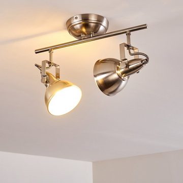 hofstein Deckenleuchte »Arazane« Deckenlampe aus Metall in Nickel-matt/Weiß, ohne Leuchtmittel, mit verstellbaren Strahlern, 2xE14, Spot im Retro/Vintage Design