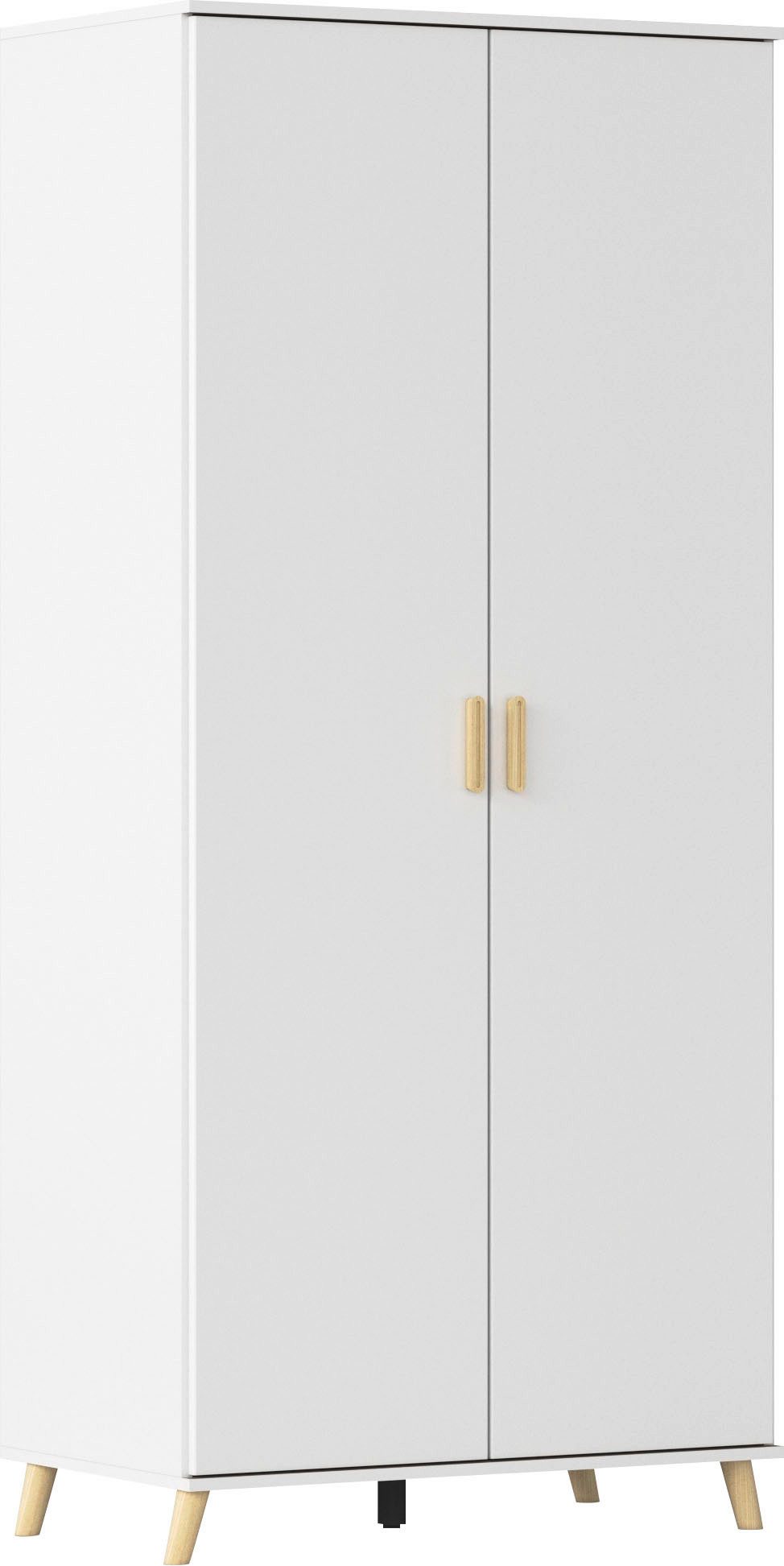 rauch Kleiderschrank Skandi Kinderzimmer Schlafzimmerschrank FALUN (Breite 92/137/182, Höhe 203 cm) im modernen Skandi-Look, Füße/Griffe Eiche massiv MADE IN GERMANY