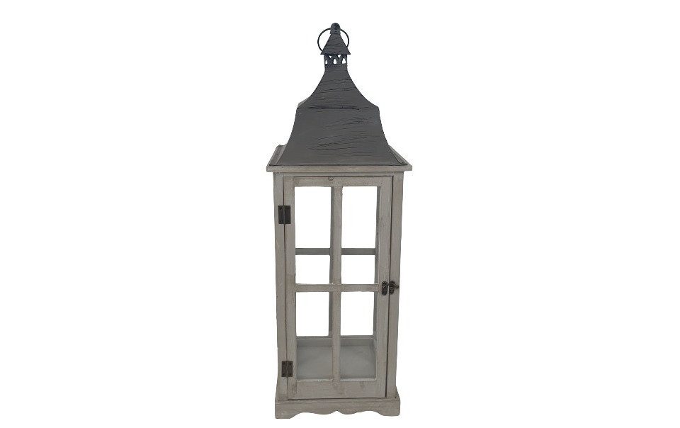 Figurendiscounter Kerzenlaterne Deko Laterne Holz 74 x 25 cm grau günstig online kaufen