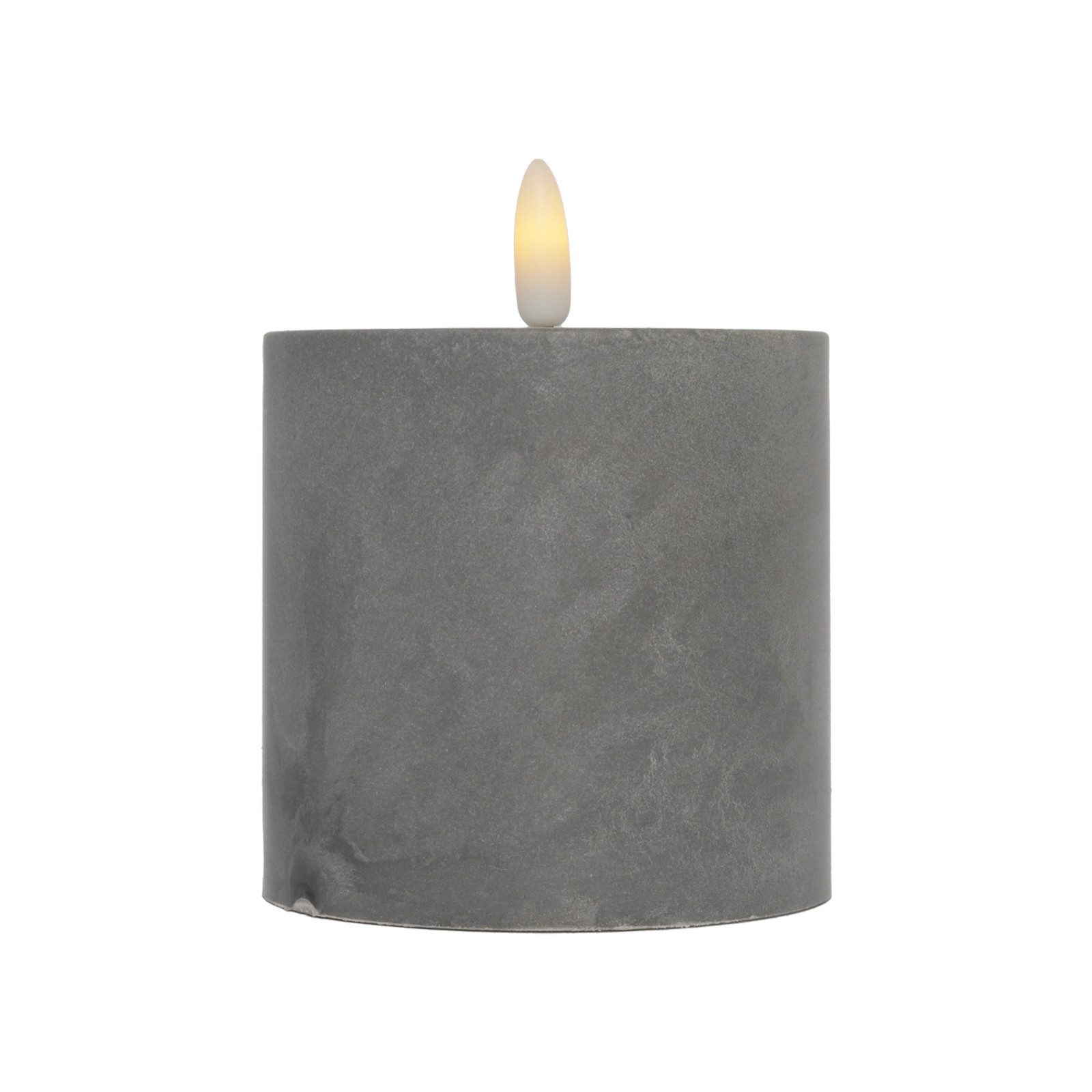 Marrakesch Orient & Mediterran Interior LED-Kerze Moderne LED-Kerze Samod rund Tischdeko Zement Look in Grau 11 cm (1-tlg), Handarbeit