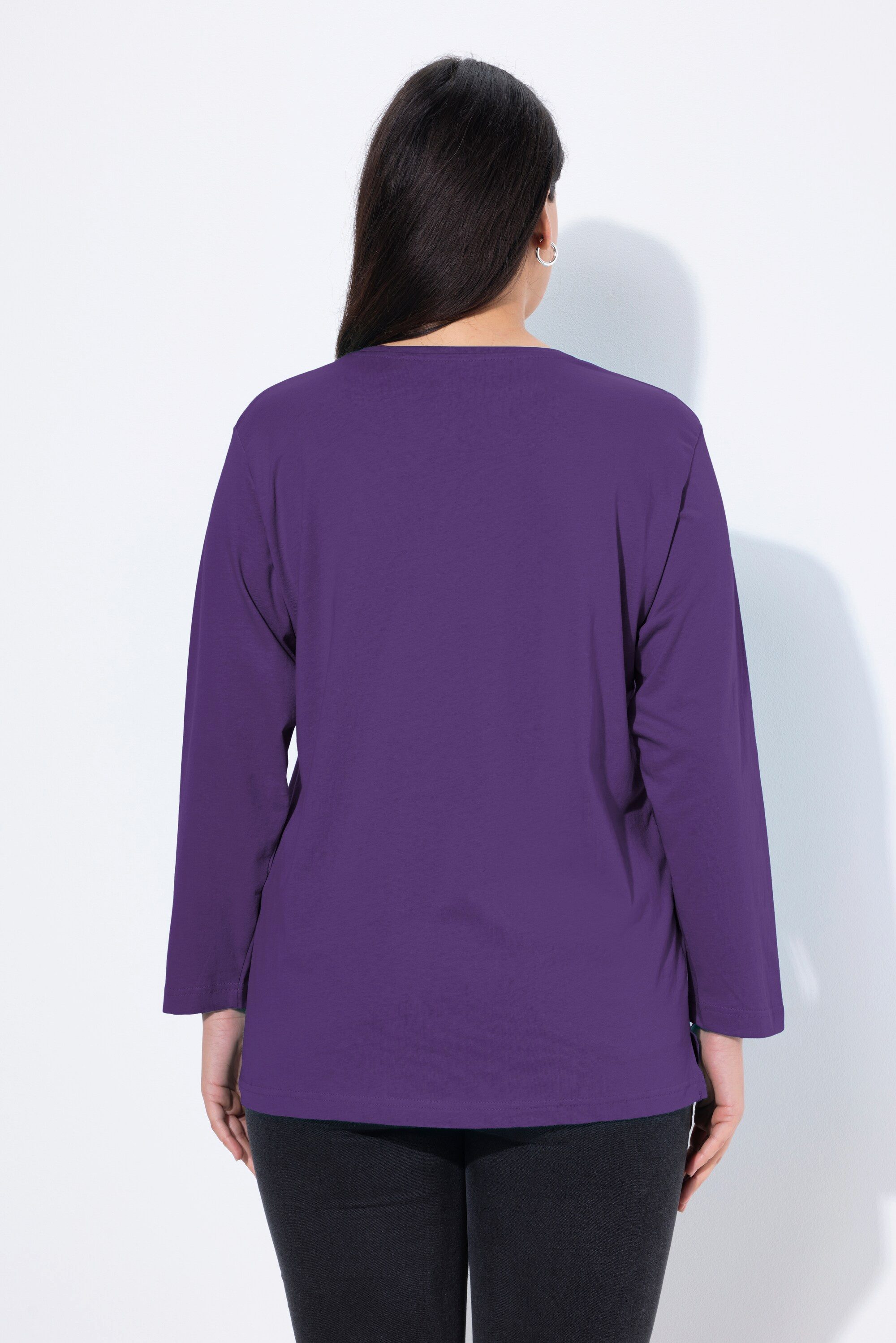 Ulla Popken T-Shirt Shirt V-Ausschnitt Relaxed Langarm – Bild 3 von 4