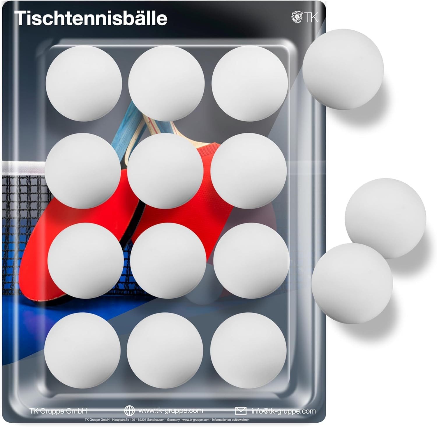 Sportyfits® Tischtennisball 12x Tischtennisbälle Bälle weiß Set 40 mm PingPong für Training (12-St., 12 Stück)