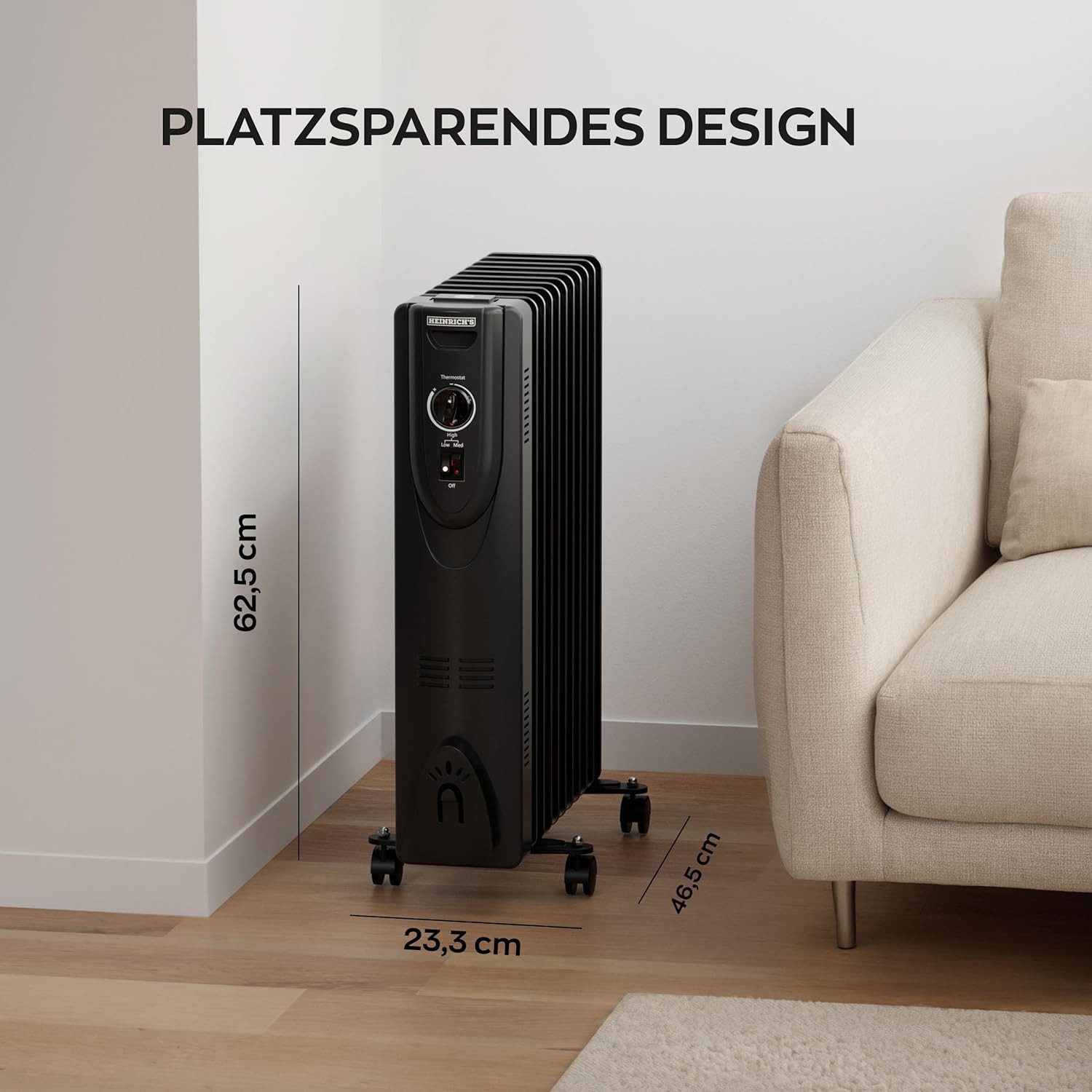 Heinrich´s Ölradiator 11 Rippen, 2500W, Elektrischer Heizkörper, 3 Heizstuf günstig online kaufen