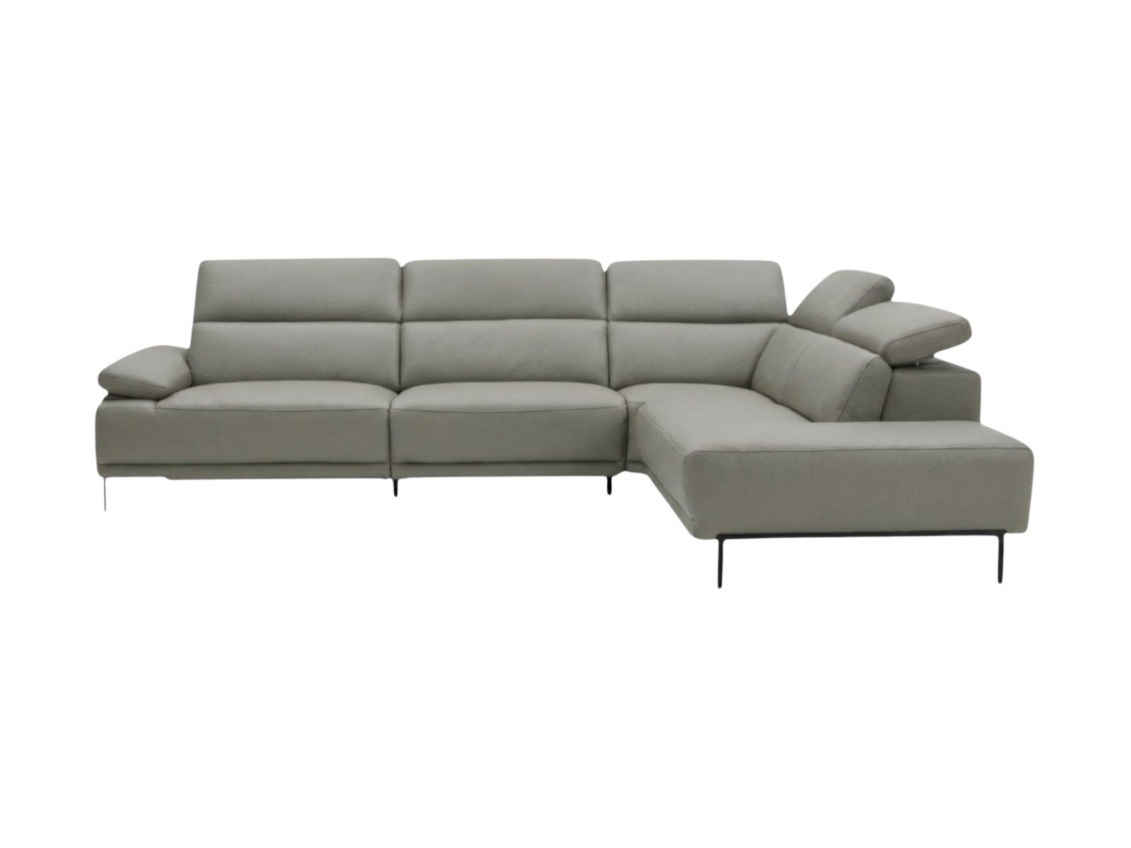 Villa Möbel Ecksofa Fiesta, L-Form 1 Teile, Echtleder-Ecksofa mit Kopfteilverstellung fürs Wohnzimmer