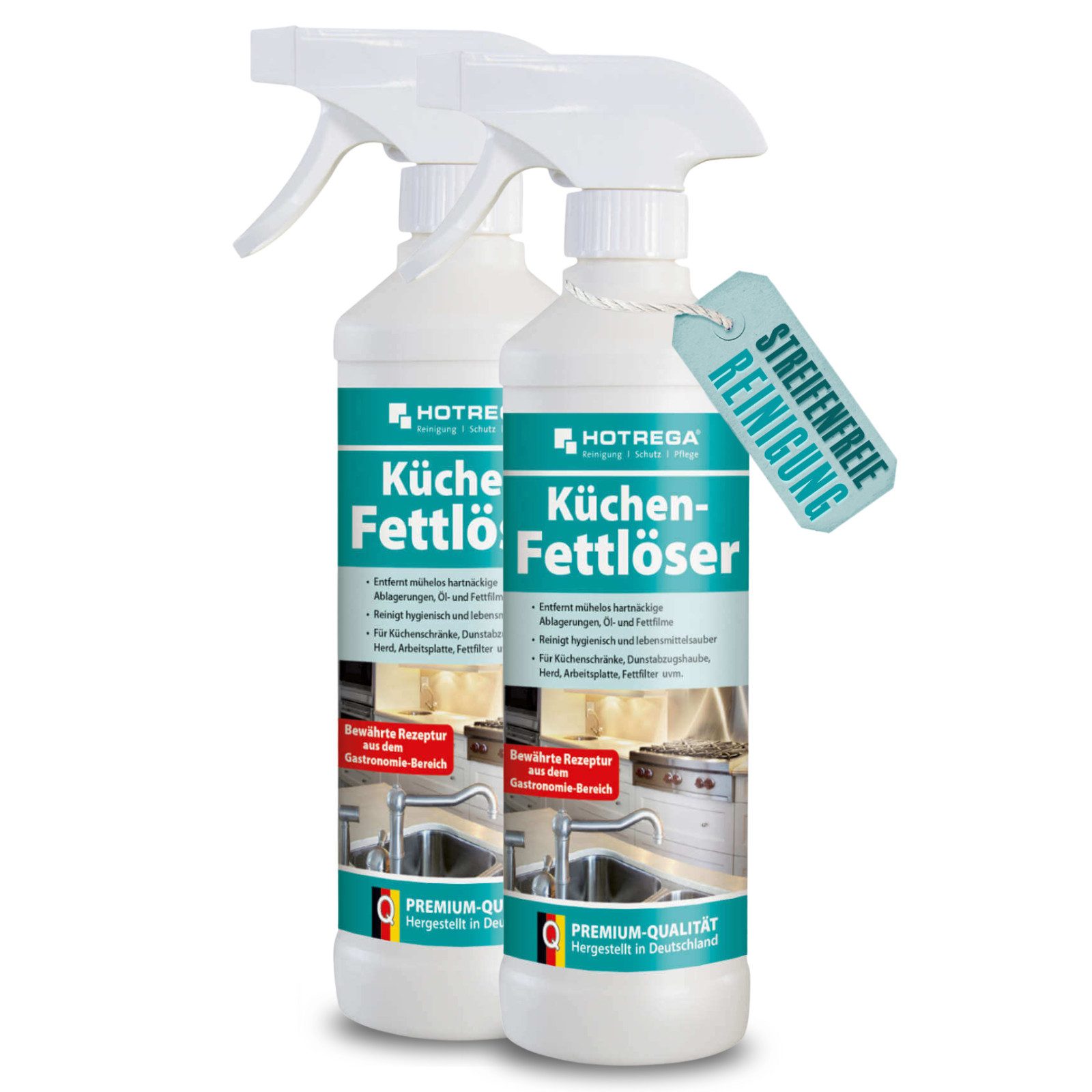 HOTREGA® Küchen Fettlöser Küchenreiniger Fettreiniger Fettentferner Öl 500ml Küchenreiniger
