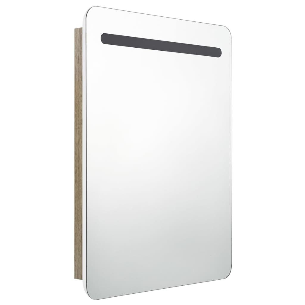 60x11x80 (1-St) Badezimmerspiegelschrank und Weiß und cm LED-Bad-Spiegelschrank Weiß Eichen-Optik Eichefarben vidaXL