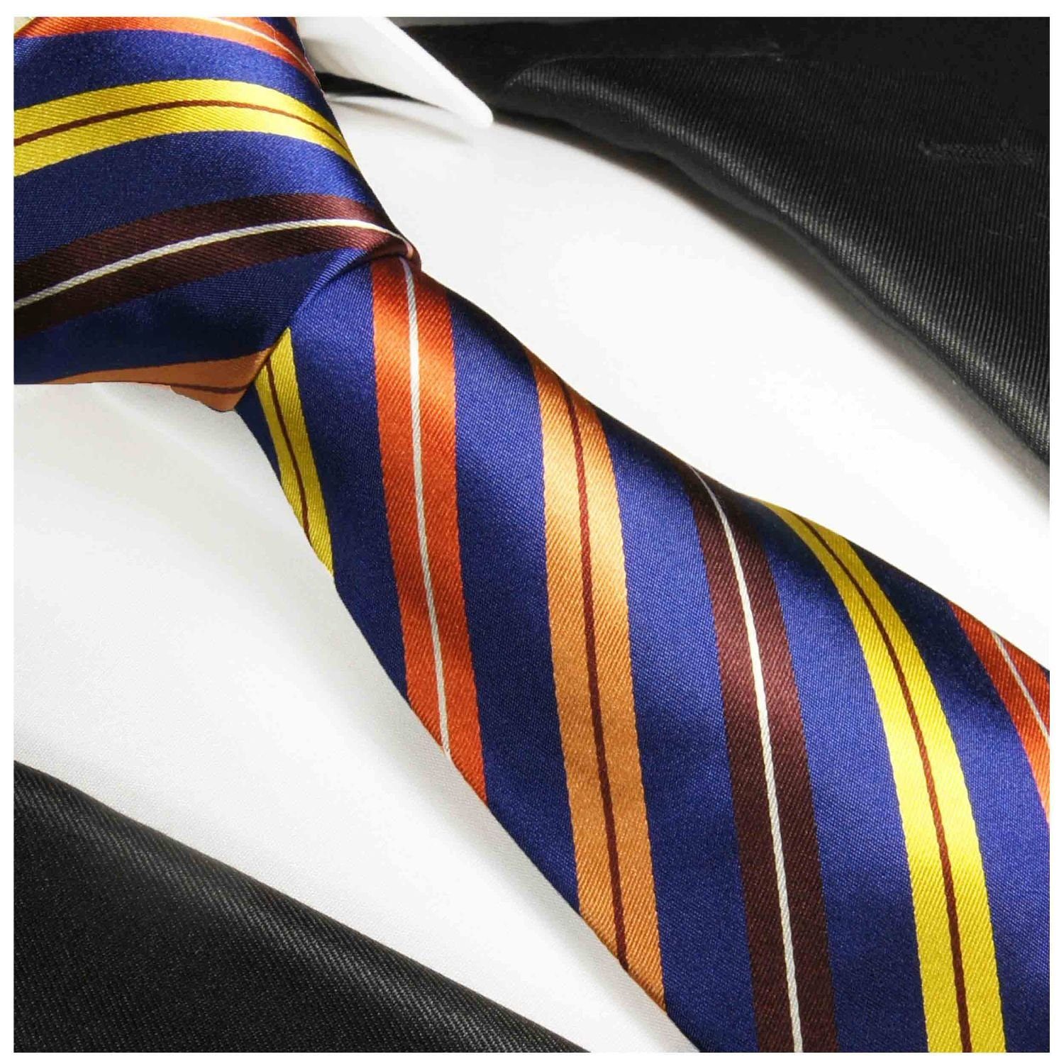 Paul Malone Schmal blau (6cm), gelb Herren Moderne gestreift 100% orange Seidenkrawatte Krawatte 332 Seide