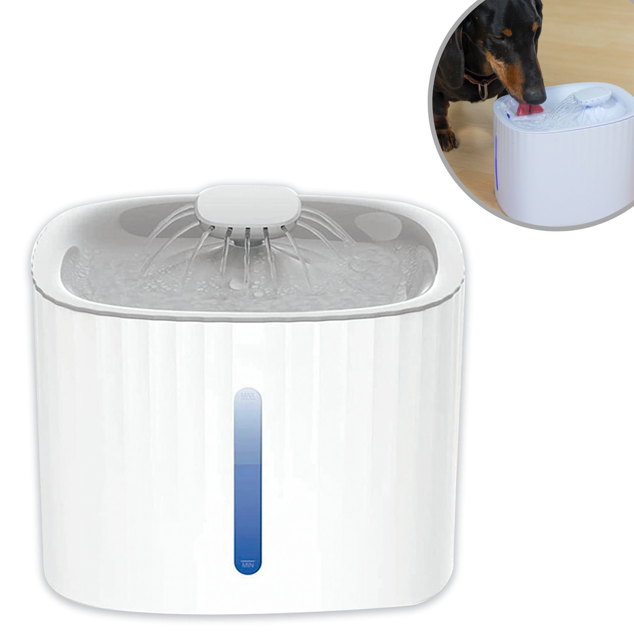 Starlyf Trinkbrunnen Pet Fountain 3 l, Brunnen für Katze und Hund, Wasserspender, leise und tragbar, LED, USB