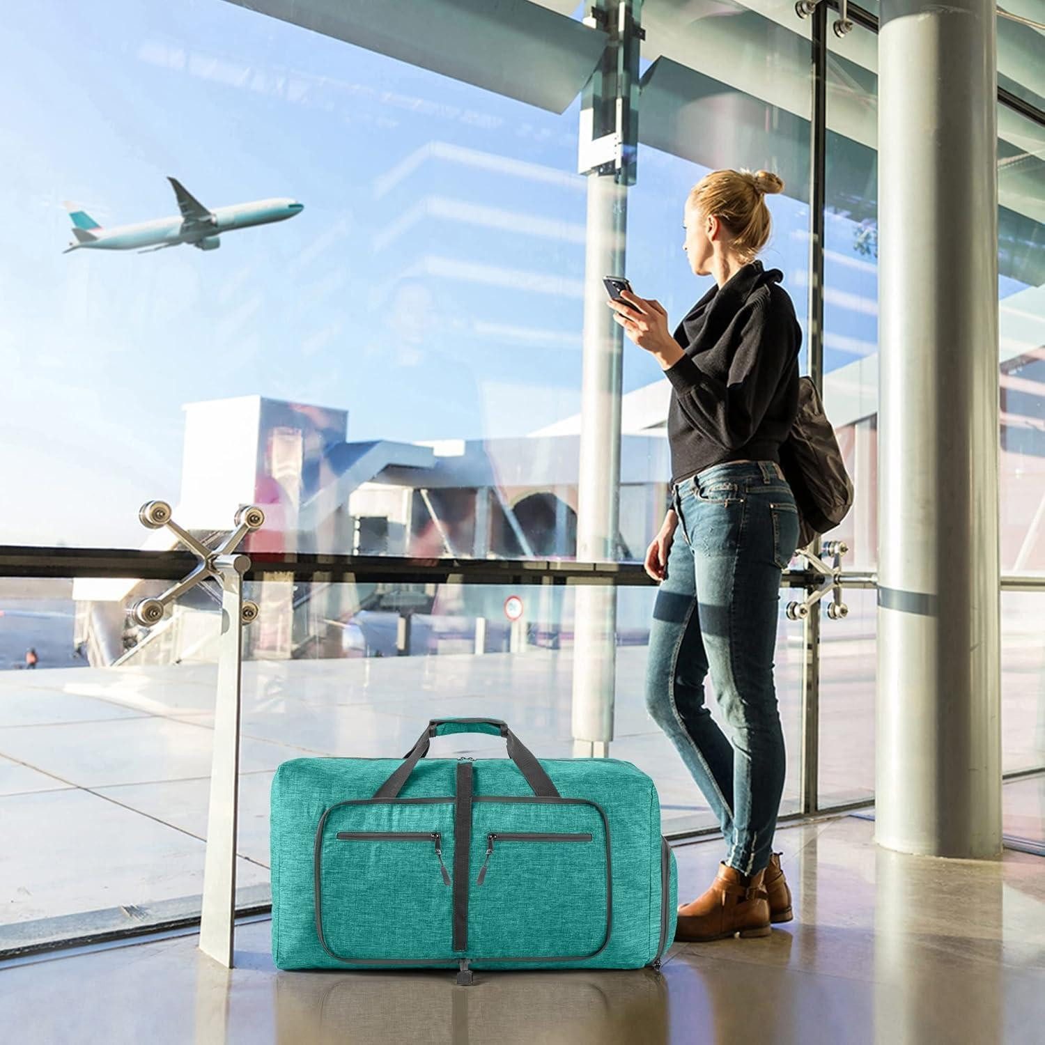 LuxusKollektion Reisetasche Reisetasche Schuhfach Falttasche Camping Reisen Fitness E Minzgrün 85L