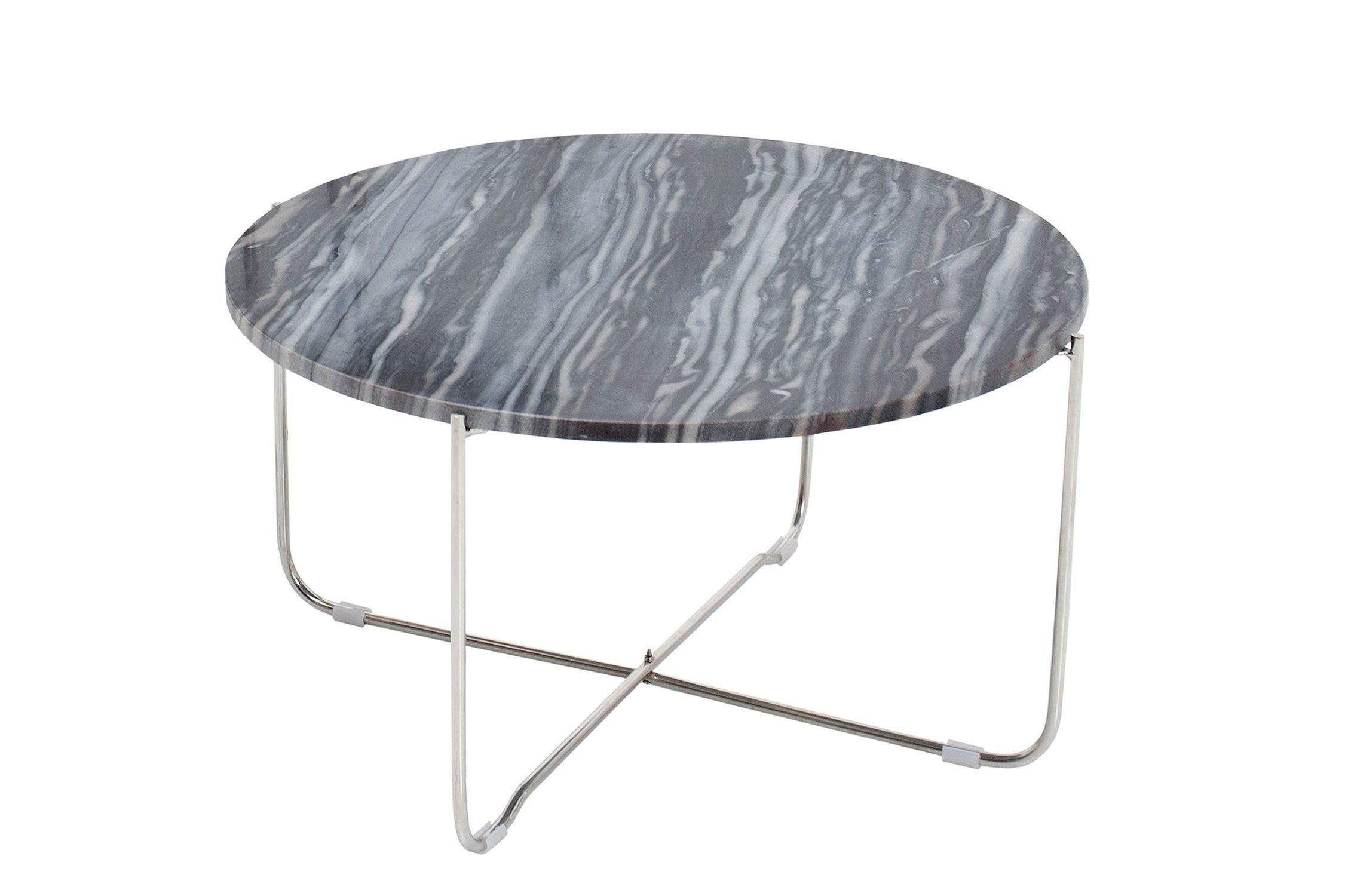 Licht-Erlebnisse Couchtisch KOBE, aus Marmor Metall in Grau Silber 62 x 62 x 33 cm (LxBxH)