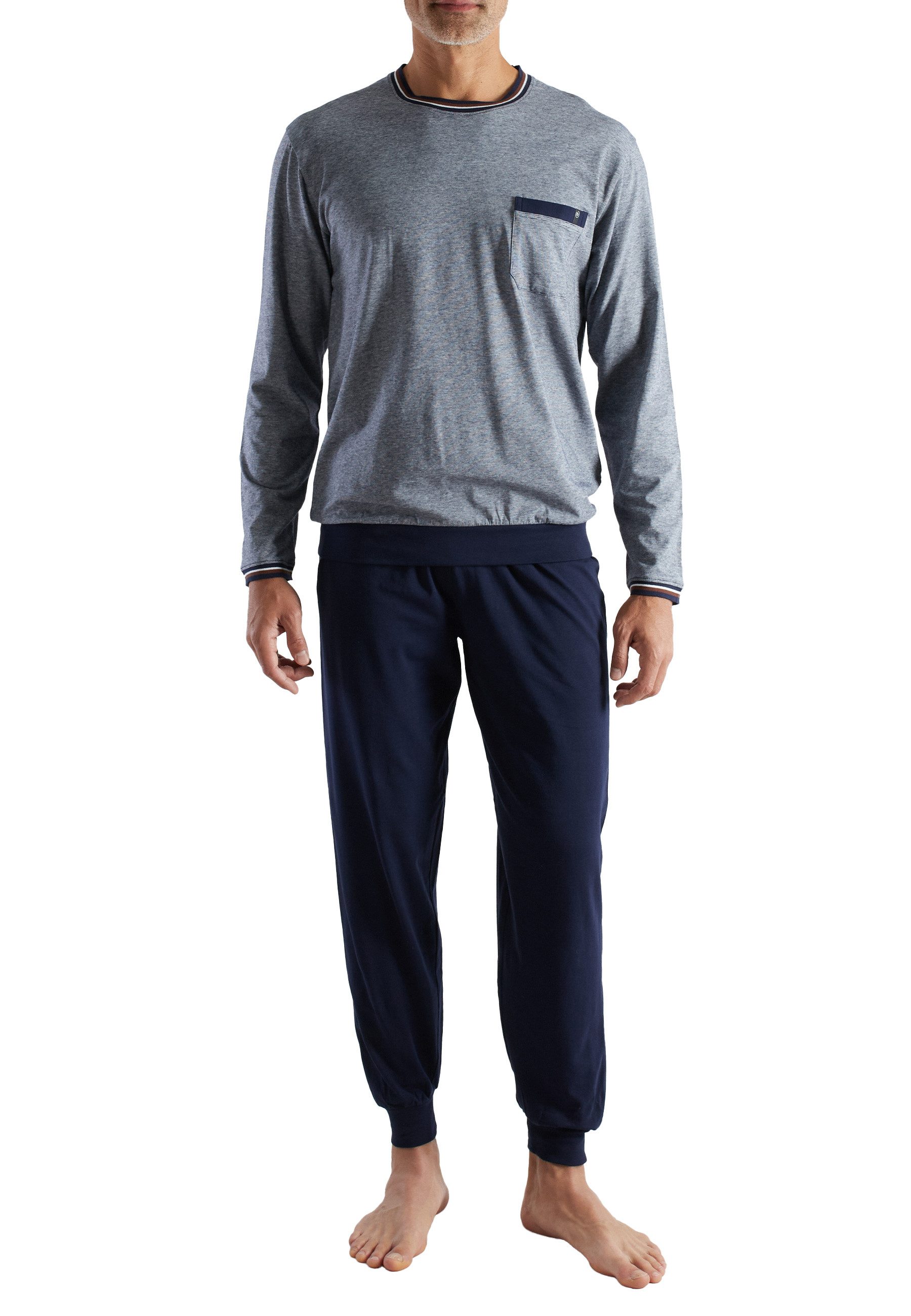 bugatti Pyjama BUGATTI Herren Pyjama blau quergestreift (1 tlg)