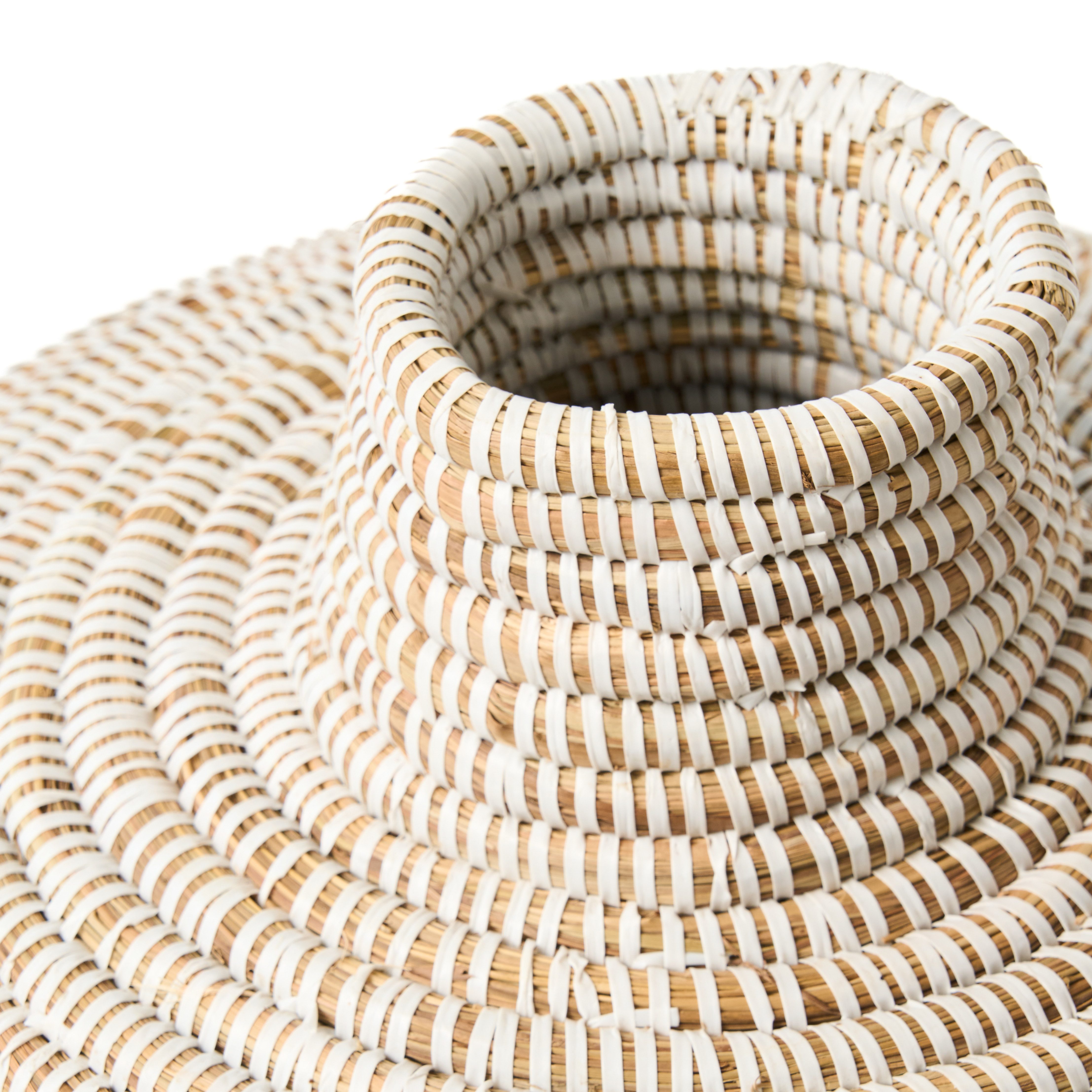 YAADU Bodenvase handgeflochtene Vase - Höhe ca. 37 cm - Trockenblumen, Gräser (Einzelartikel, 1 Vase), Handgefertigt in Afrika aus traditioneller Flechtkunst