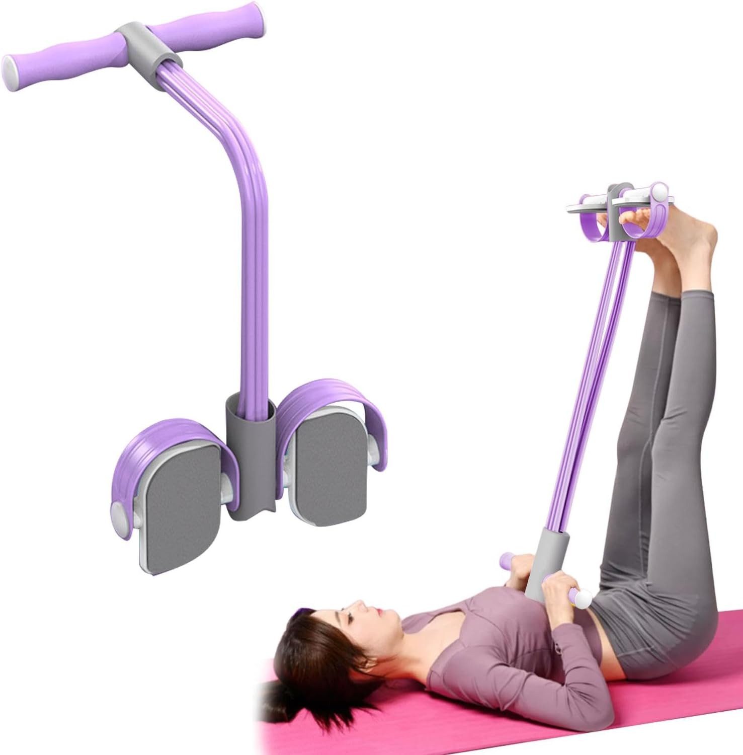 FELIXLEO Multitrainer Bauchtrainer Sit-Up Expander, 6 Tubes, Pedal-Widerstandsband, (1-St)