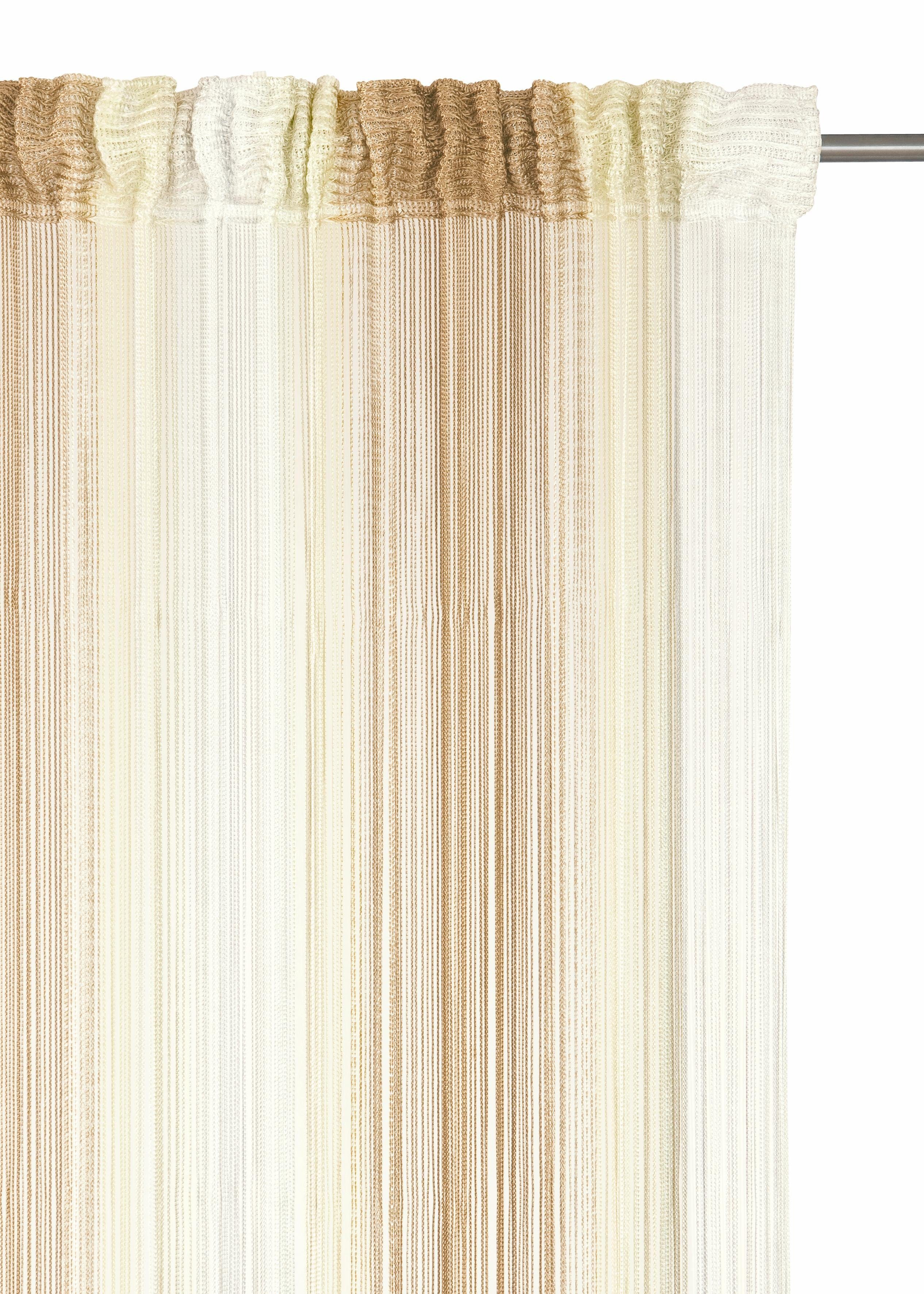 kürzbar Gardine, Weckbrodt, transparent, Insektenschutz, Fadengardine, halbtransparent, St), champagner/karamell Fadenvorhang Multifunktionsband (1 Rebecca,
