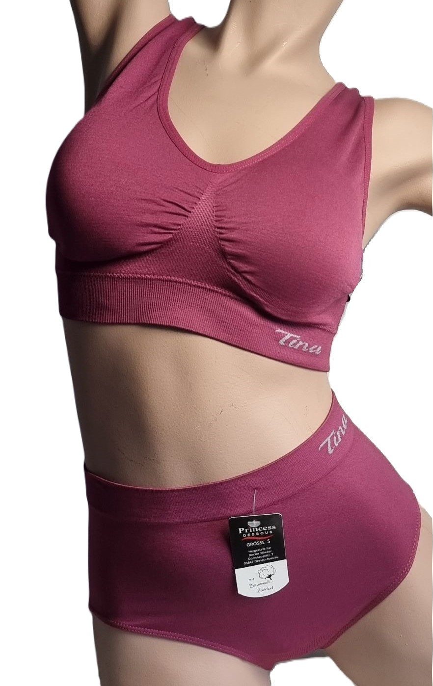 Dekker Bustier "Princess Dessous " Seamless Bustier/BH super Passform gefütterte Cup (Packung, 2 Stück) Logogschriftzug "Tina"