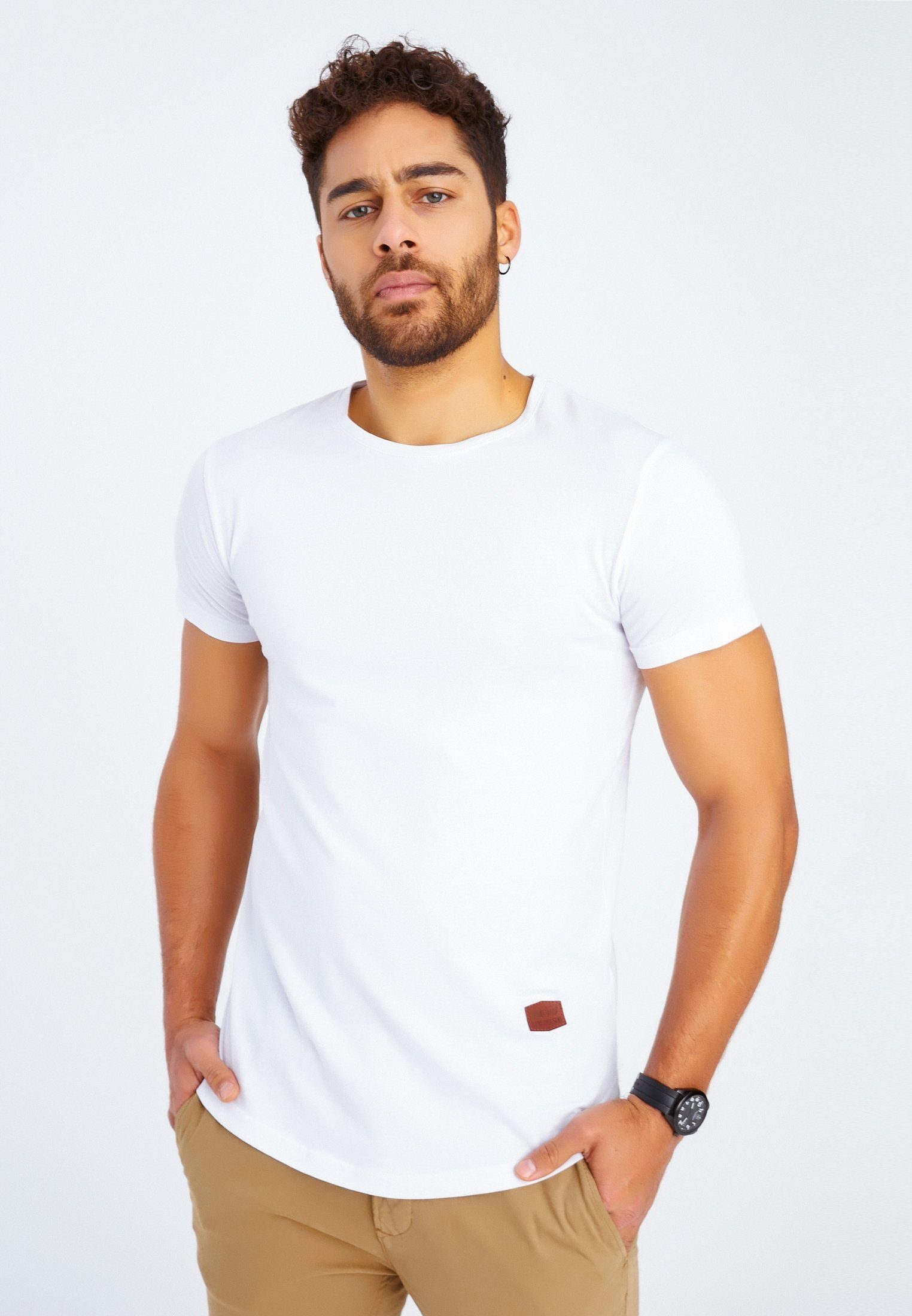 Leif Nelson T-Shirt Herren T-Shirt Rundhals LN-8294