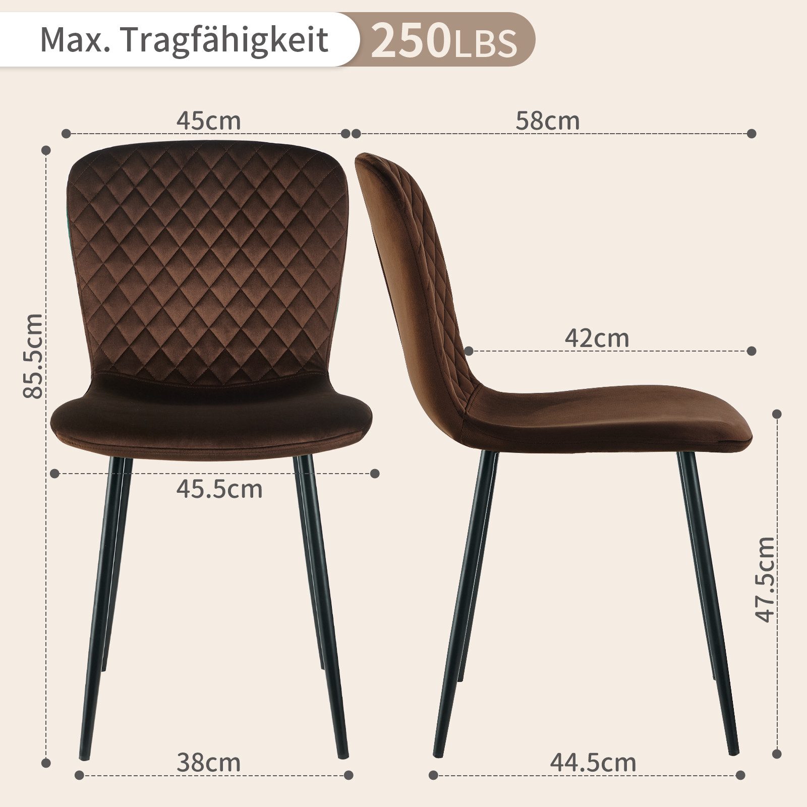 JYMTOM Esszimmerstuhl mit Rücklehne und Beinen günstig online kaufen