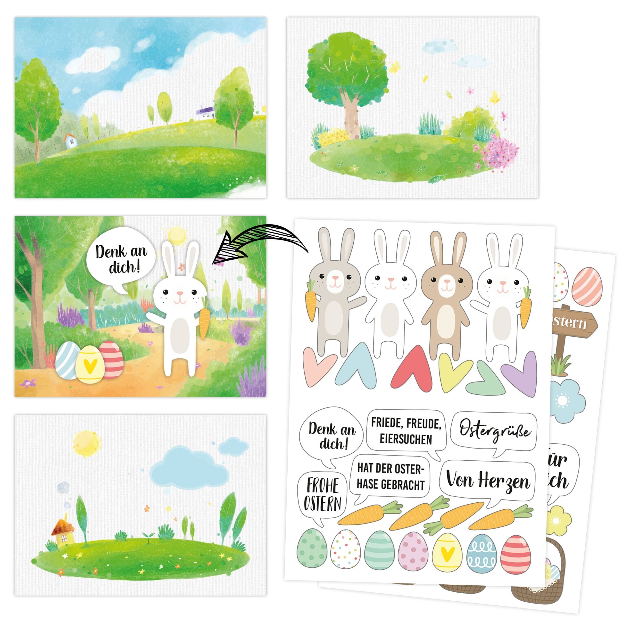 PAPIERDRACHEN Osterkarte Postkarten Set zu Ostern zum Bekleben