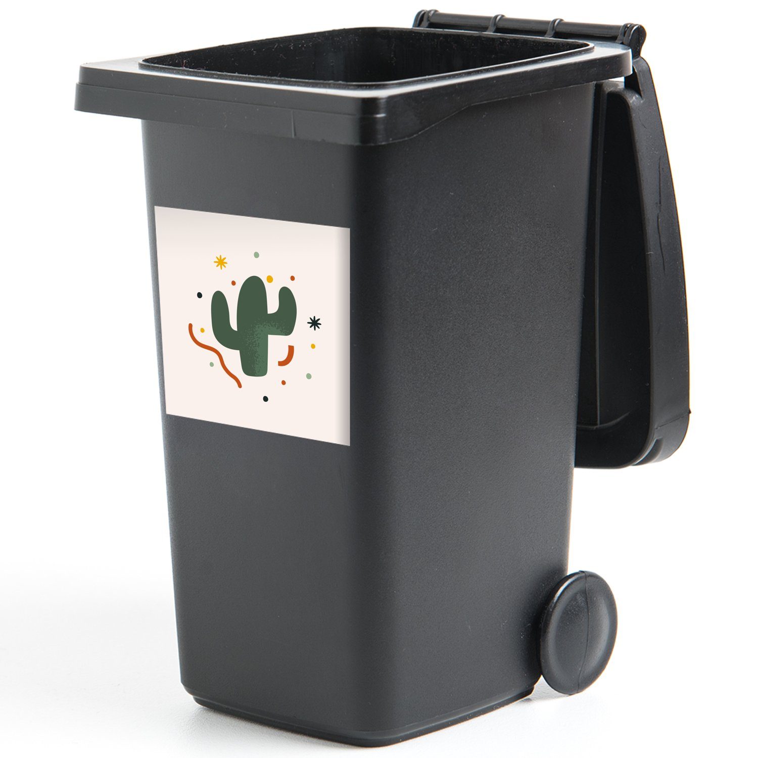 Container, Mülltonne, Konfetti Mülleimer-aufkleber, - Abfalbehälter St), Sommer (1 MuchoWow Sticker, Kaktus Wandsticker -