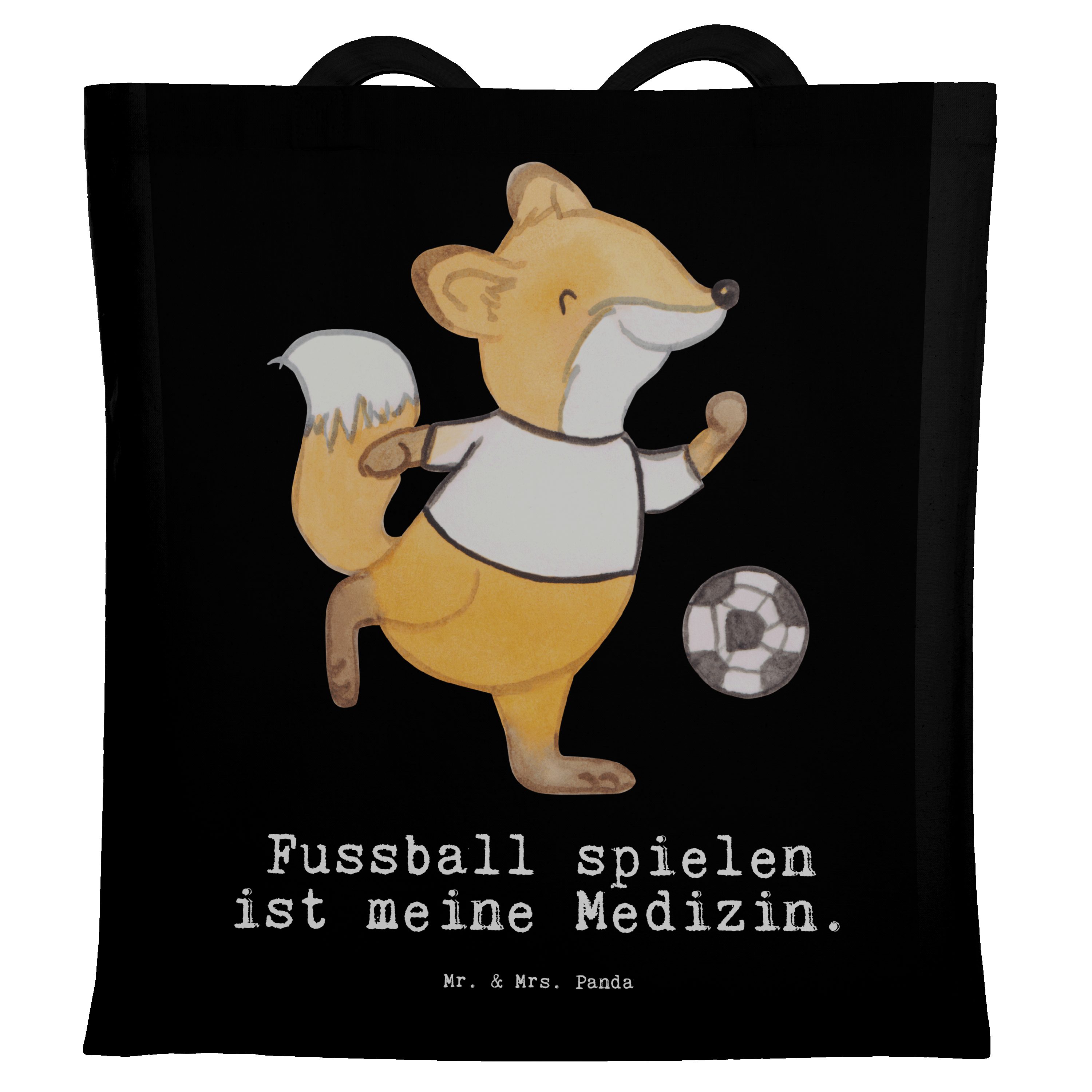 Mrs. (1-tlg) Schwarz Fuchs Medizin Beutel, & Auszeichn Tragetasche Geschenk, - Panda spielen Fußball Mr. -