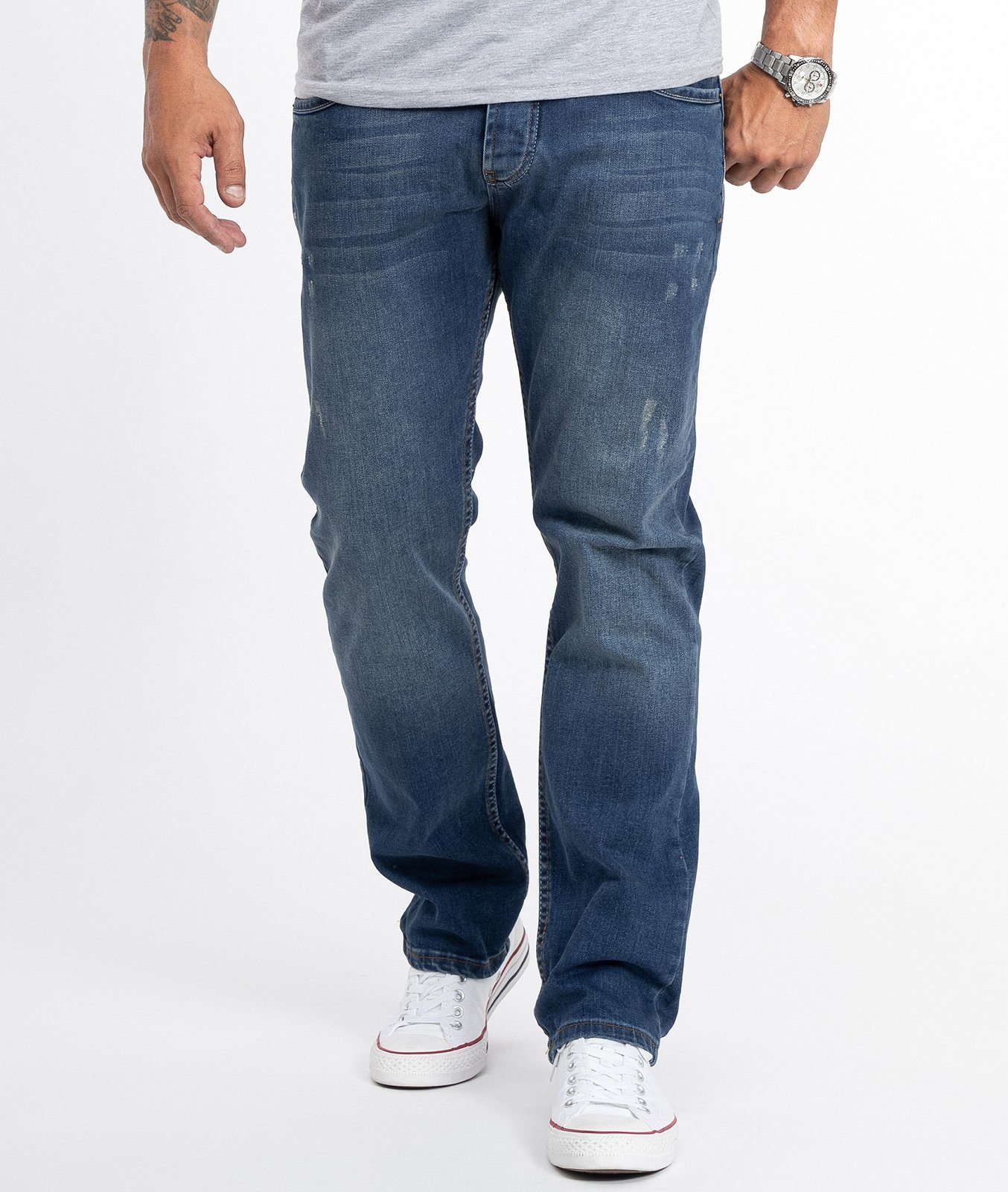 Rock Creek Straight-Jeans Herren Jeans Stonewashed Blau RC-2098 günstig online kaufen