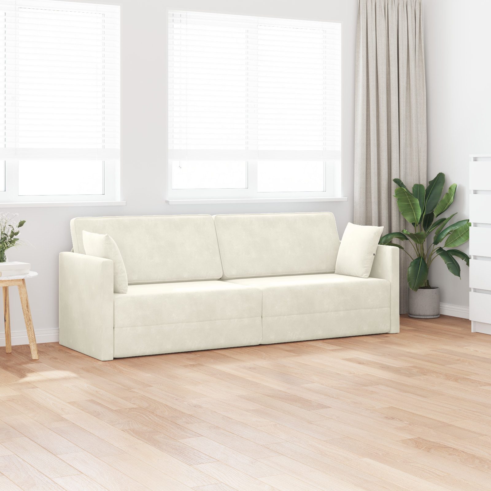 vidaXL Sofa Boden-Sofa-Bett 2-in-1 Creme 213x144x60 günstig online kaufen