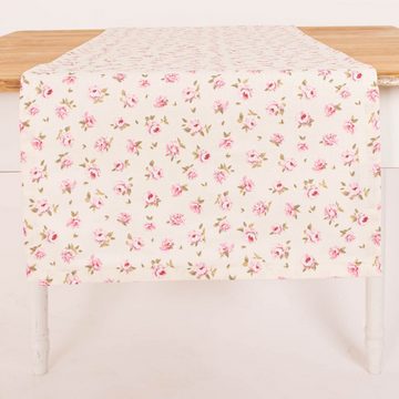 SCHÖNER LEBEN. Tischläufer Tischläufer Classic Little Rose Rosenblüten ecru rosa 40x160cm, handmade