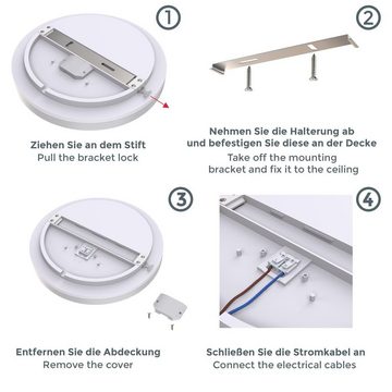 B.K.Licht Deckenleuchte LED Badezimmer-Deckenlampe 22cm Weiß 13W 1500lm - BKL1170, LED fest integriert, Warmweiß, Badleuchte IP54 spritzwassergeschützt 230V 3000K warmweiße Lichtfarbe