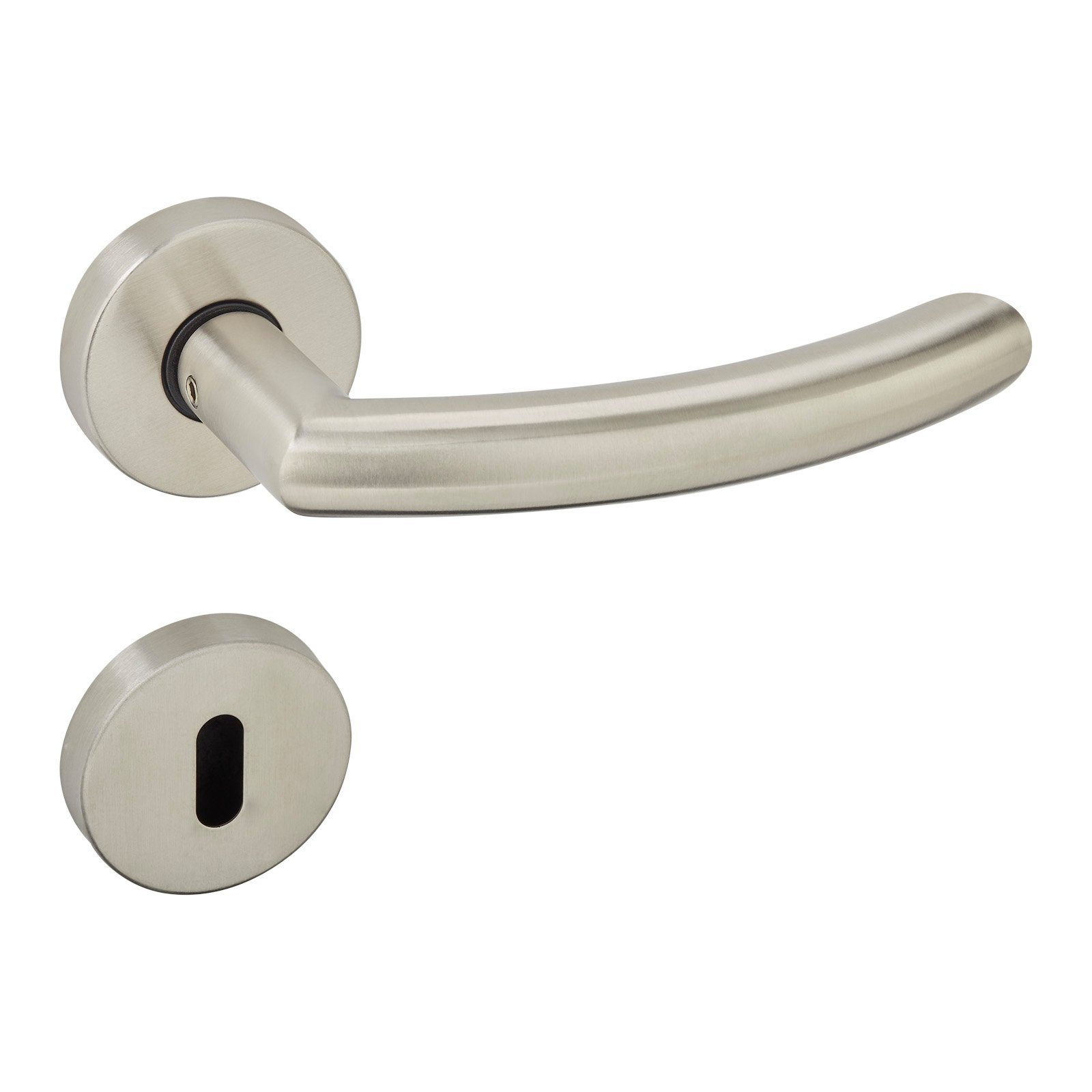 SO-TECH® Drückergarnitur Türdrücker LINUS Edelstahl gebürstet Rund Rosette, Buntbart Türgarnitur für Zimmertür Rosettengarnitur