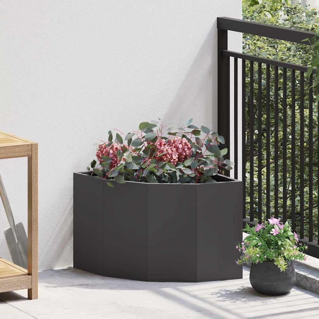 vidaXL Blumentopf Eckpflanzer Schwarz 45 x 45 x 35 cm Stahl (1 St)