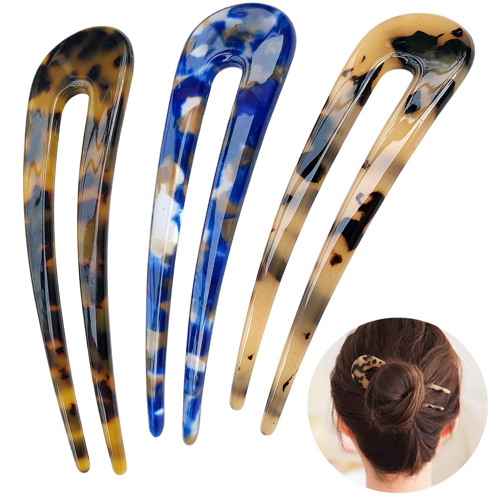 Zaewry Haarnadeln 3 Stück French Hair Pins U-förmige Haarnadeln French Twist Pins Zarte, 3-tlg., Haar-Accessoires für dünnes und dickes Haar