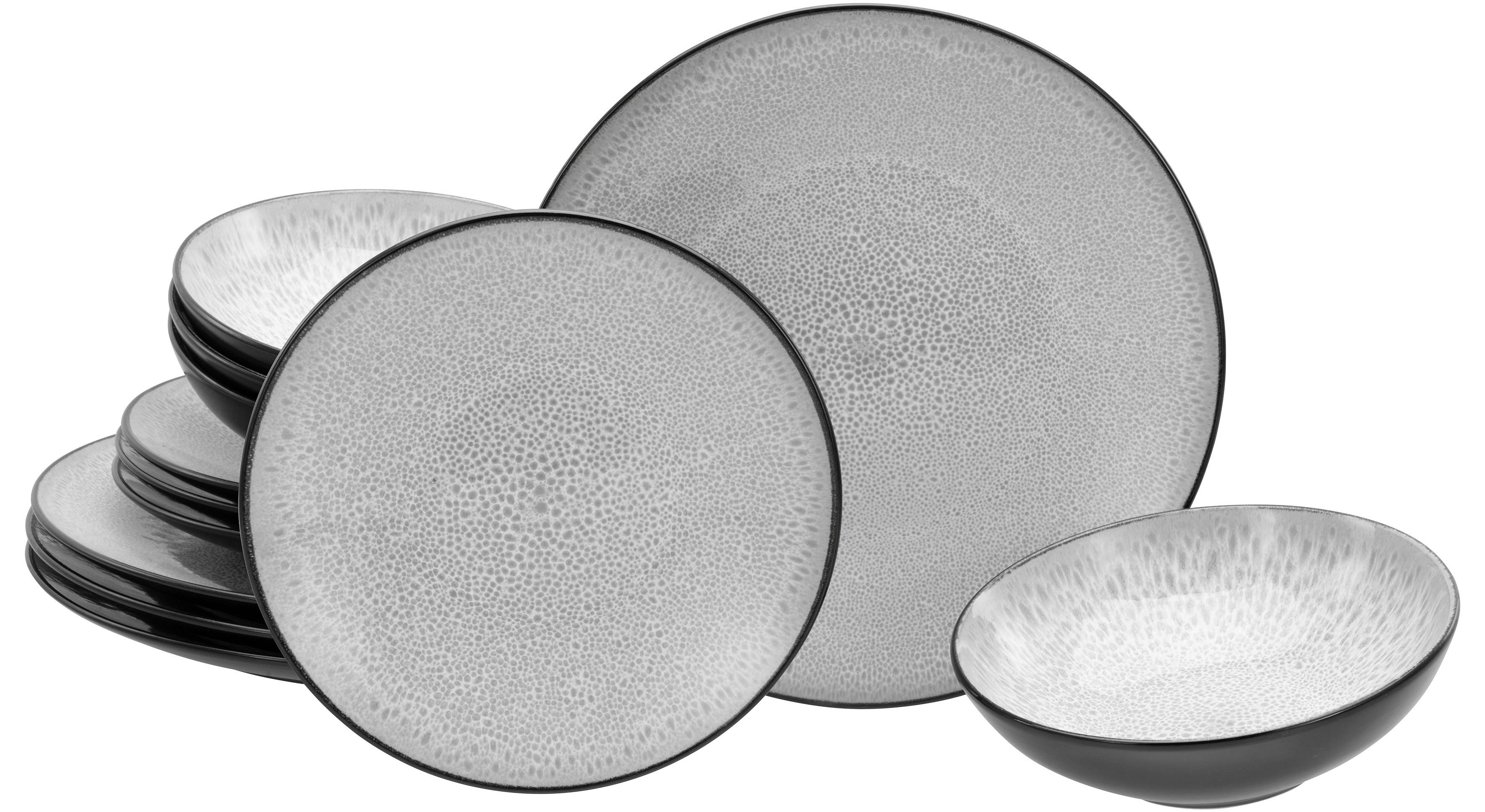 my home Tafelservice modernes Geschirr-Set, Service Grönvik (12-tlg), 4 Personen, Steinzeug, mit Reaktivglasur, spülmaschinengeeignet & mikrowellengeeignet. Reduzierter Preis € 39,99. Unverbindliche Preisempfehlung € 129,99