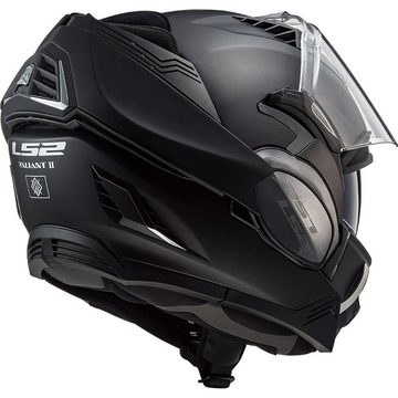 LS2 Motorradhelm LS2 FF900 Valiant II Solid Schwarz Matt Klapphelm mit Sonnenblende