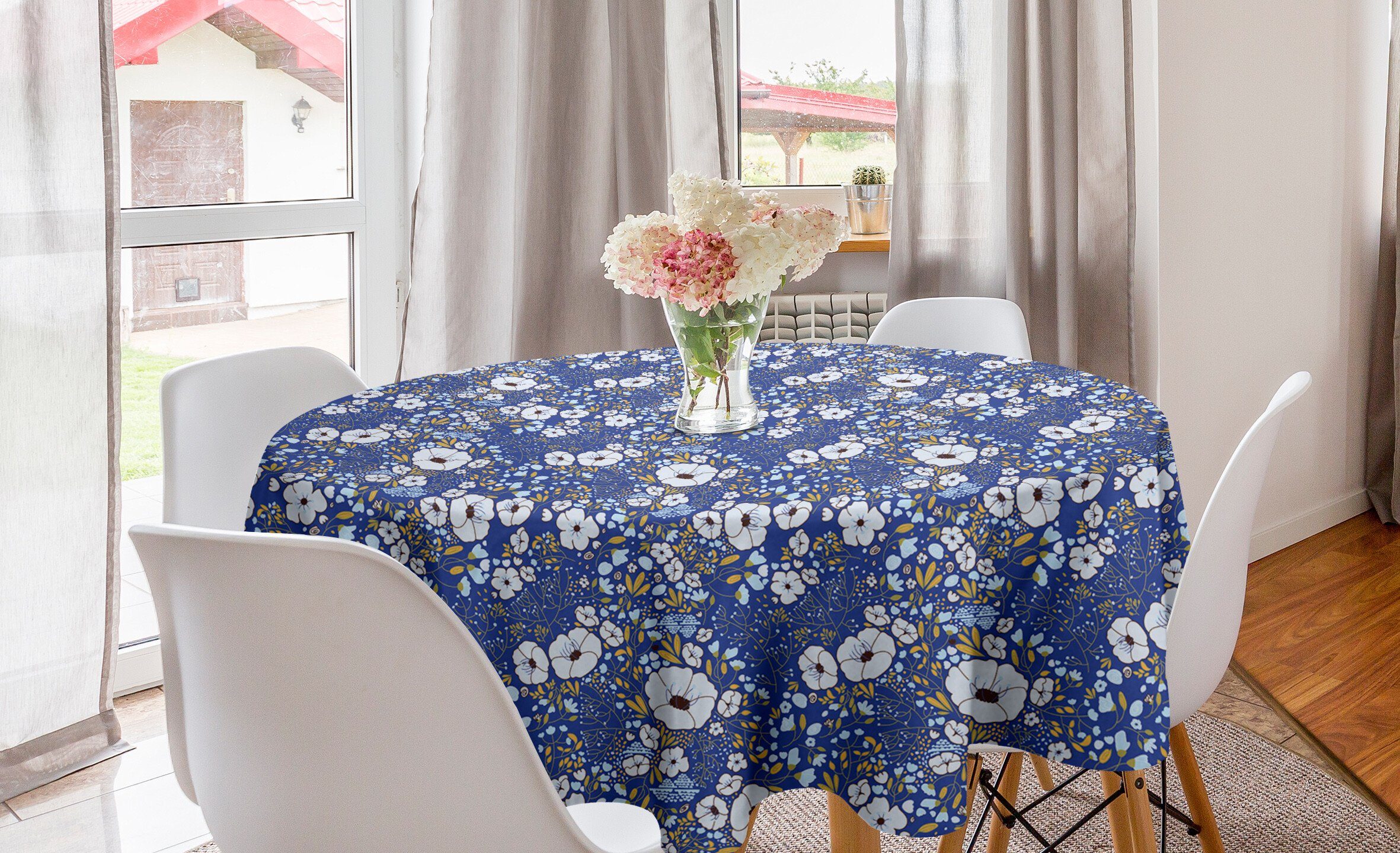 Abakuhaus Tischdecke Kreis Tischdecke Abdeckung für Esszimmer Küche Dekoration, Blumen Branchen-Blätter und Beeren