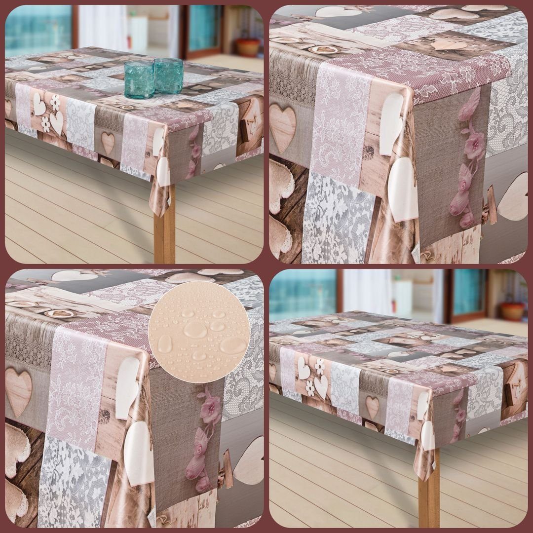 laro Tischdecke Wachstuch-Tischdecken Abwaschbar Herzen rosa rechteckig günstig online kaufen