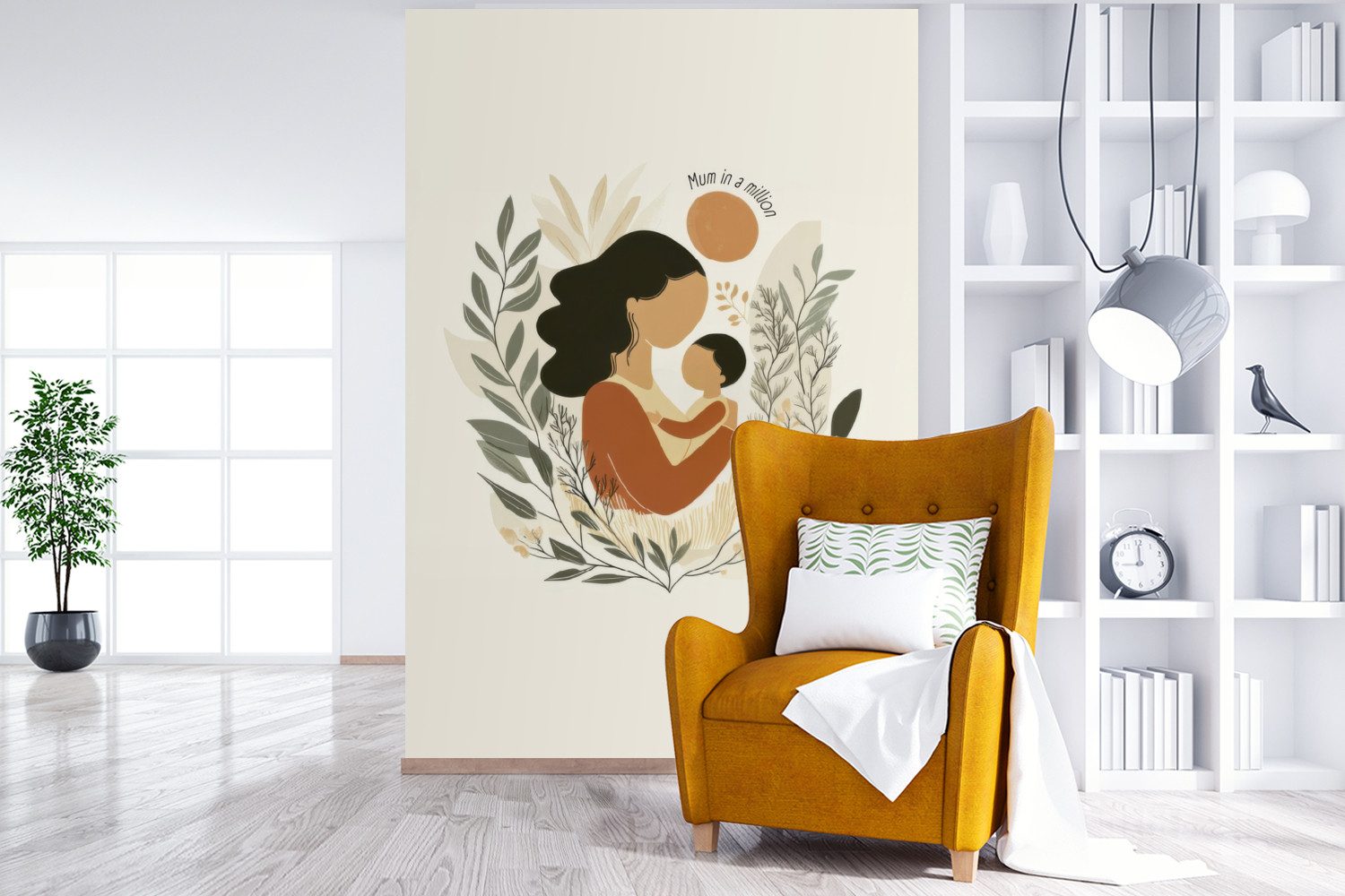 MuchoWow Fototapete Illustration - Zitat - Mutter, Matt, bedruckt, Montagefertig Vinyl Tapete, Wandtapete, 145x220 cm