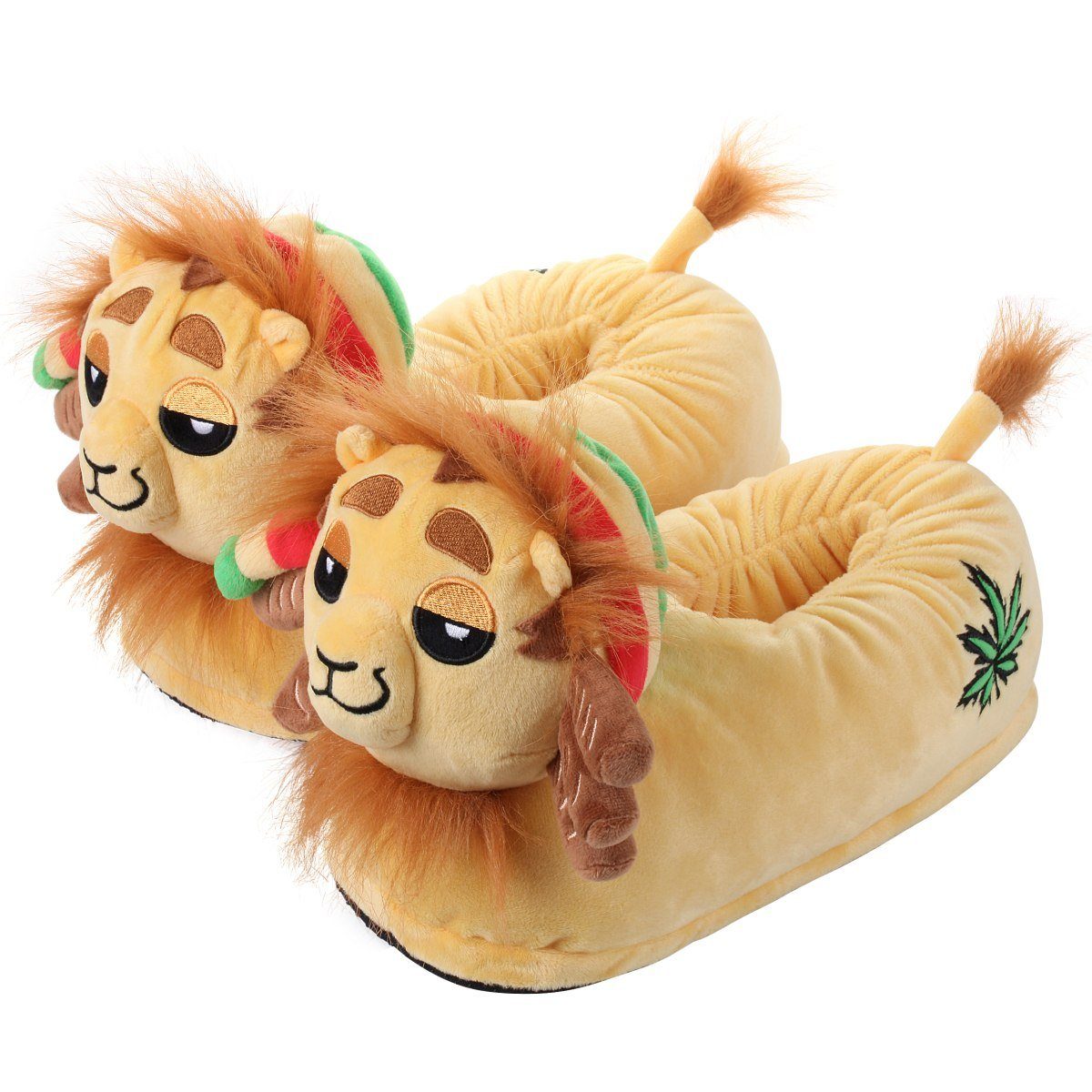 Corimori Tier Pantoffeln für Erwachsene Einheitsgröße 34-44 Plüsch Hausschuhe (Packung, Geschenk) EU Einheitsgröße 34-44, Benji der Löwe, für Kinder und Erwachsene