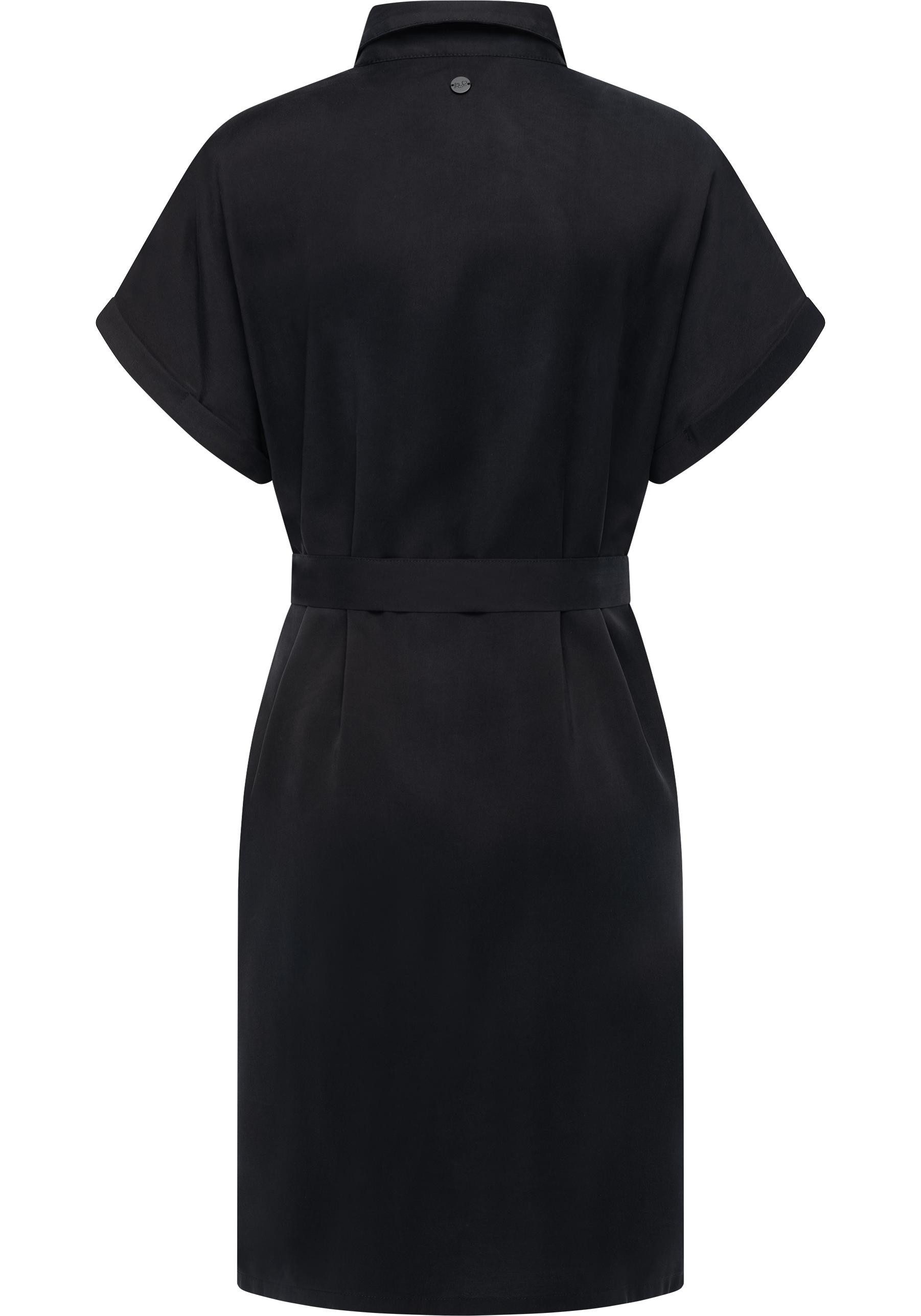 Ragwear Blusenkleid Manilla Kurzarm Midikleid mit Taillengürtel