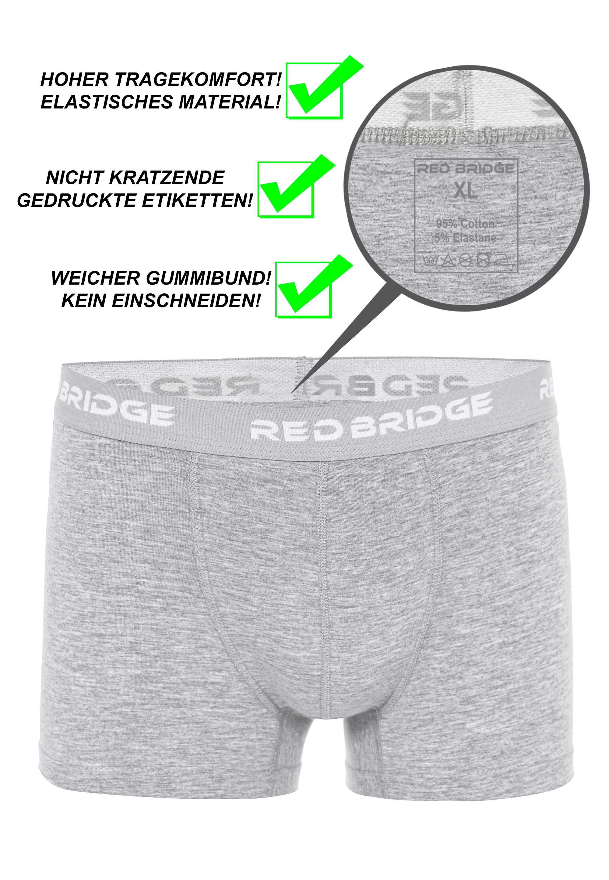 (Spar-Pack, RedBridge 6er-Pack) Herren 6er Premium Grau Bridge Boxershorts Qualität Packung Boxershorts Red