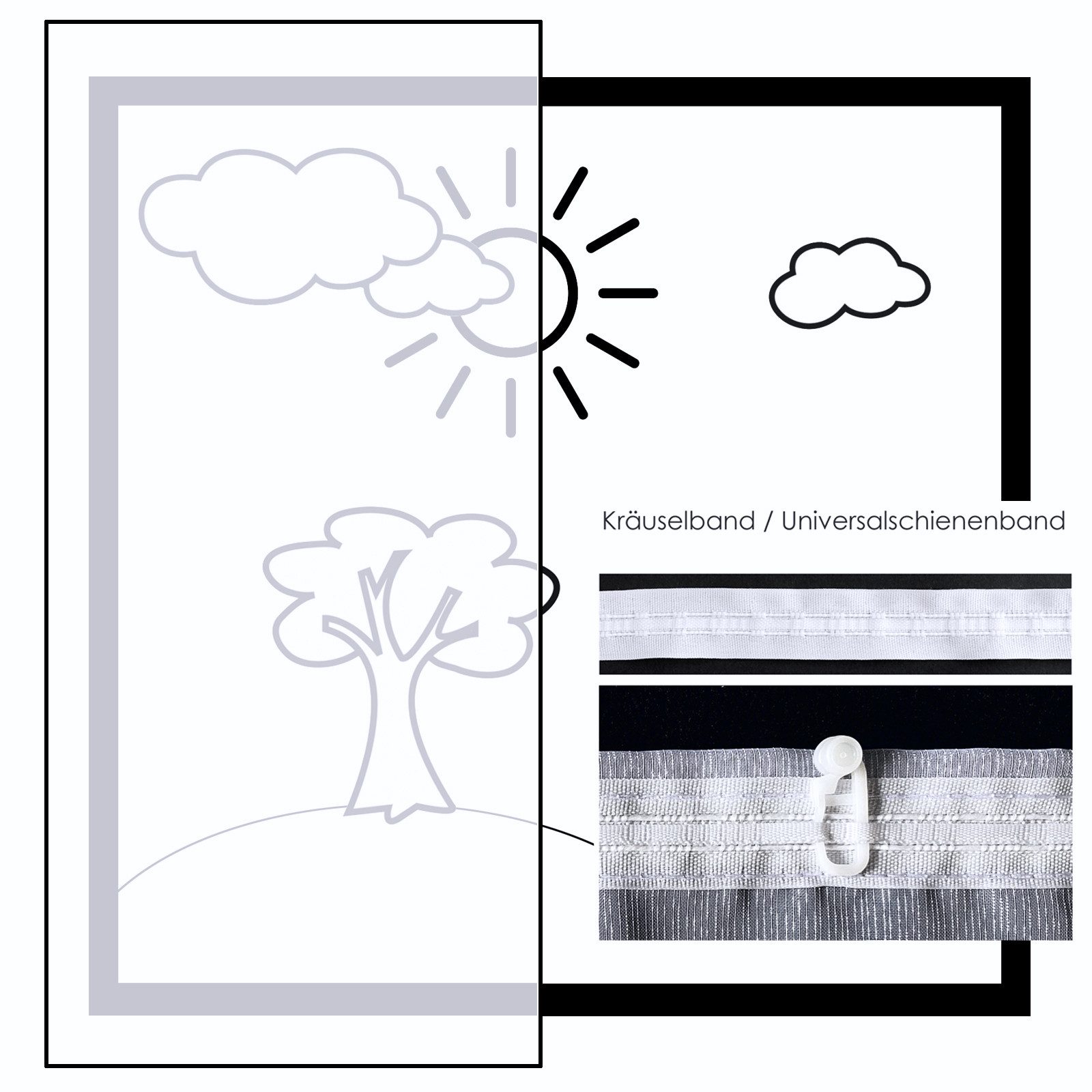 heimtexland Gardine Bogenstore Vorhang Blumen Spitze Scheibengardine (1 St), Kräuselband, halbtransparent, Jacquard, florale Bordüre I weiß I durchscheinend I dekorativ