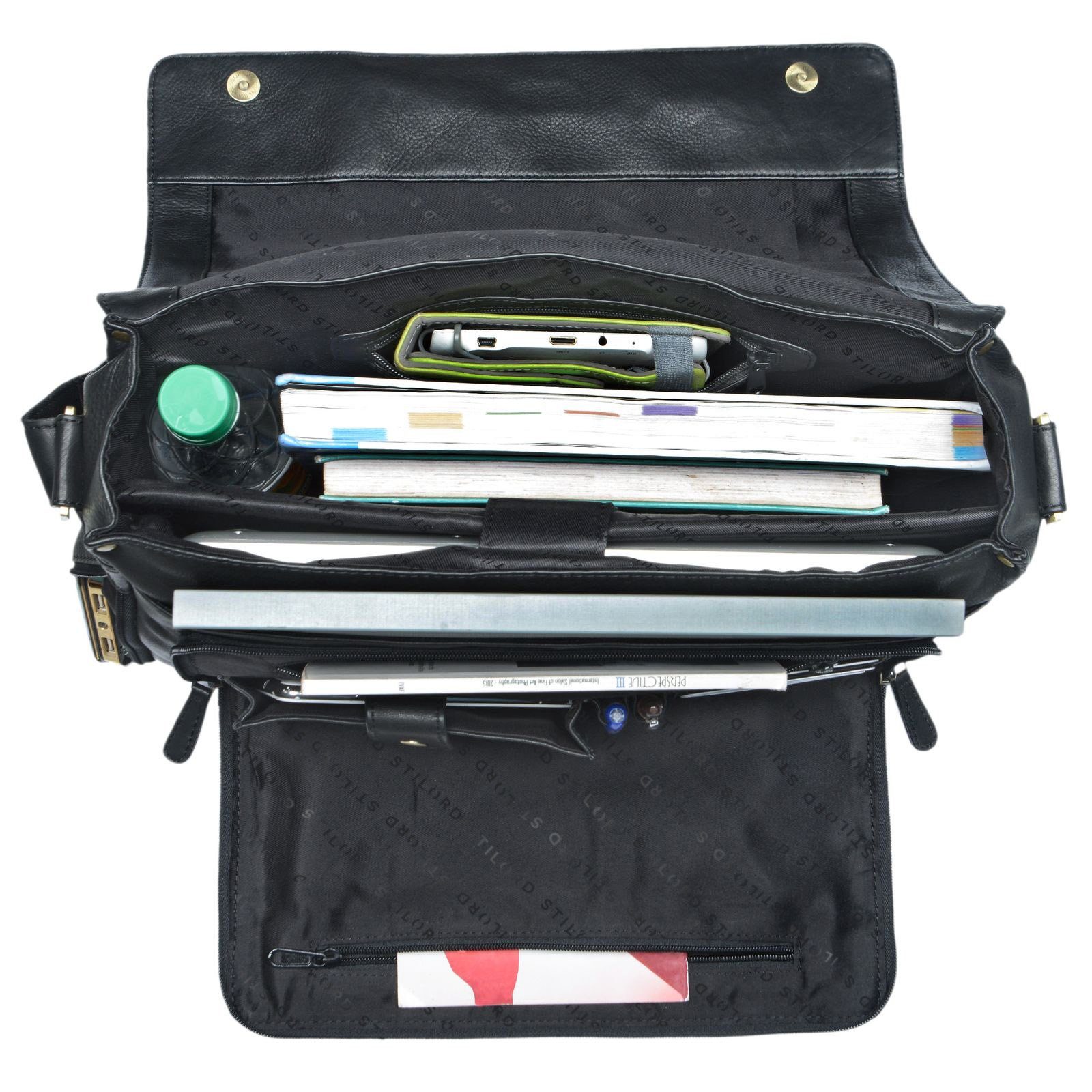 STILORD Laptoptasche "Elias" Echtleder Herren Umhängetasche 15,6 Zoll Businesstasche Leder – Bild 4 von 5