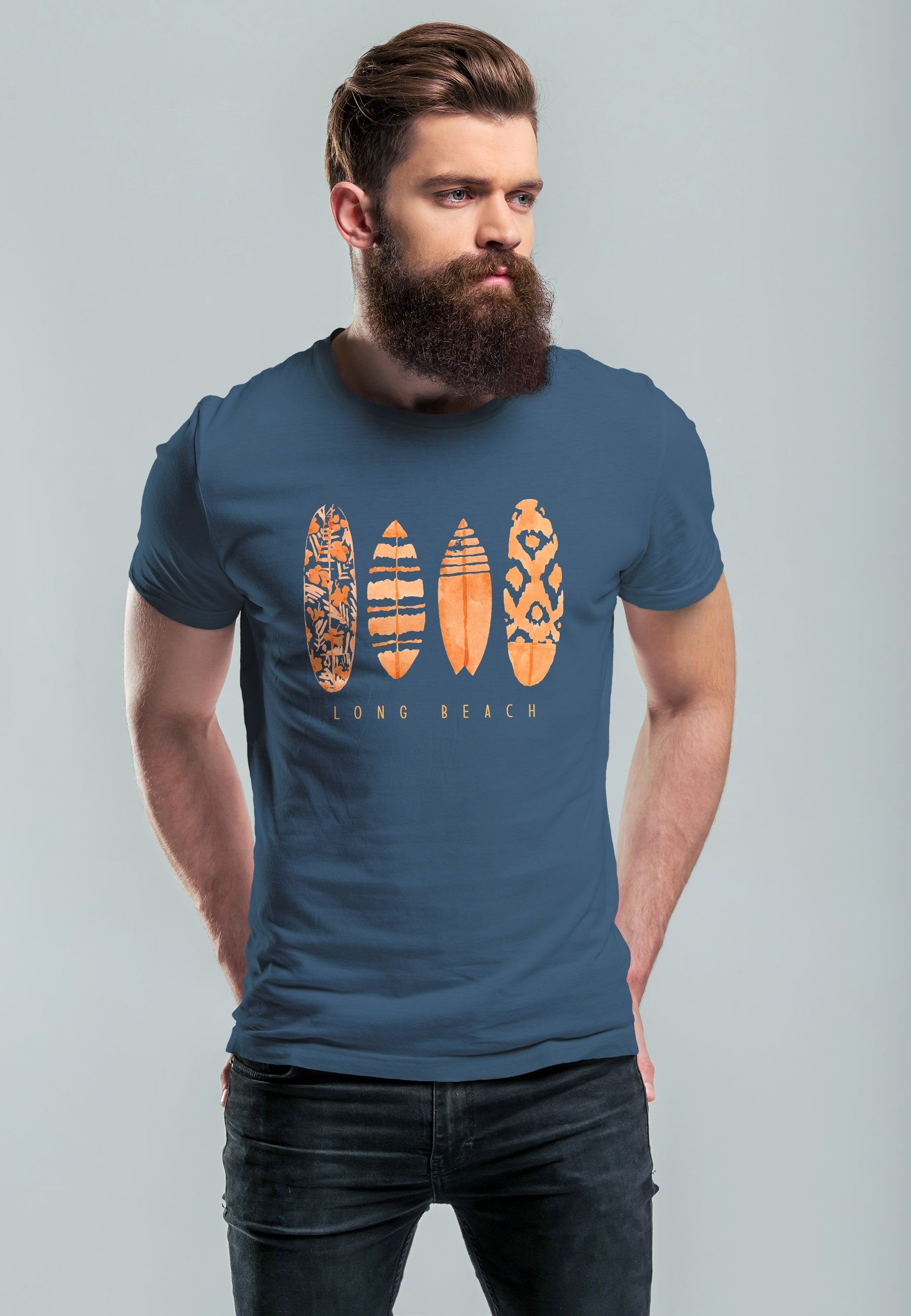 Neverless Print-Shirt Herren T-Shirt Surfing Fashion günstig online kaufen