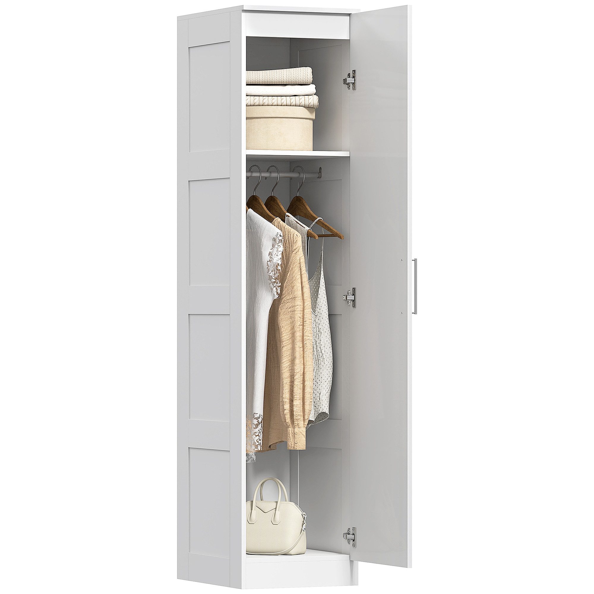 HOMCOM Kleiderschrank mit Kleiderstange, Regal, Soft-Close-Tür günstig online kaufen