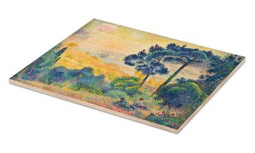 Posterlounge Holzbild Henri-Edmond Cross, Landschaft der Provence, Malerei