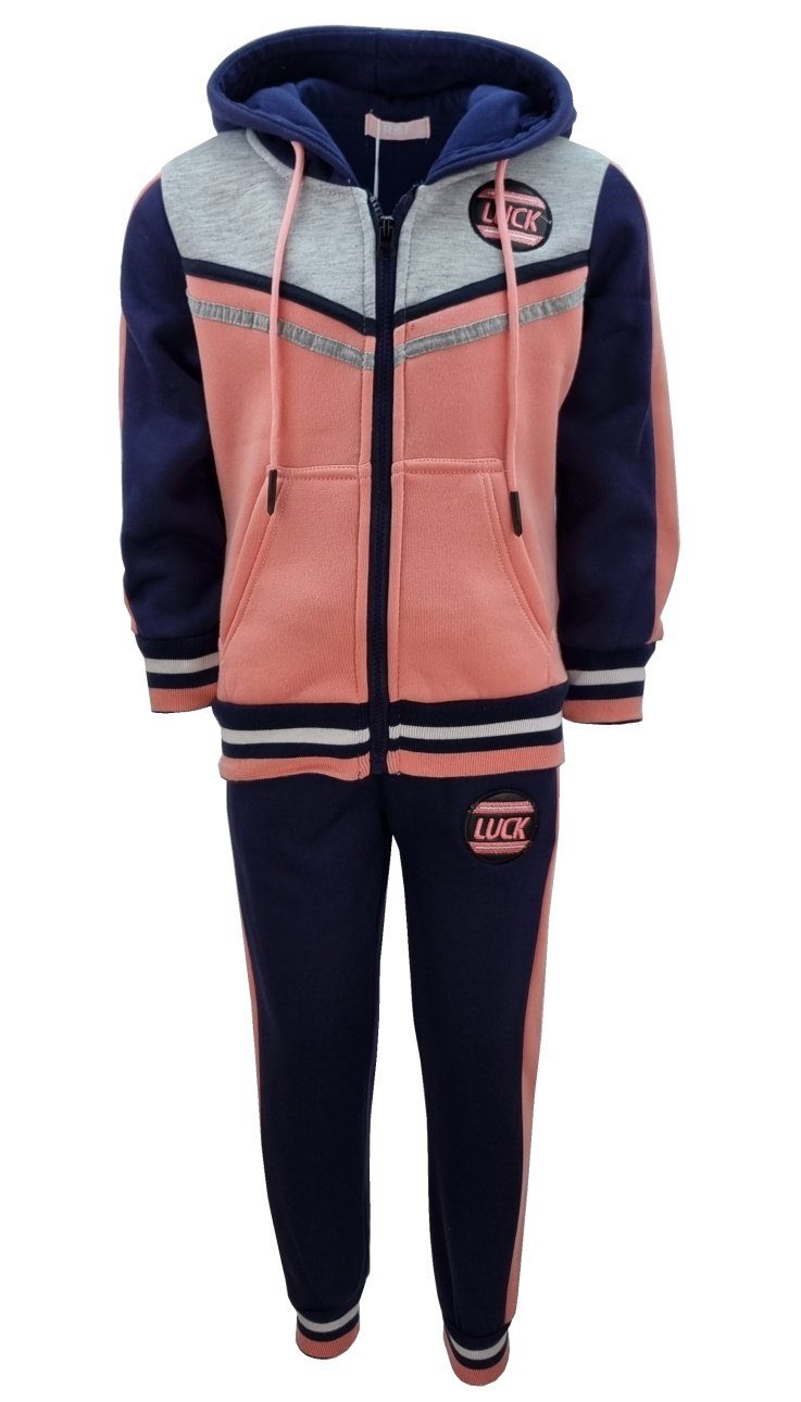 Jogginghose, Kapuzen Jacke Girls + Freizeitset, Sweatanzug Fashion Blau Sweatanzug, Mädchen MF07