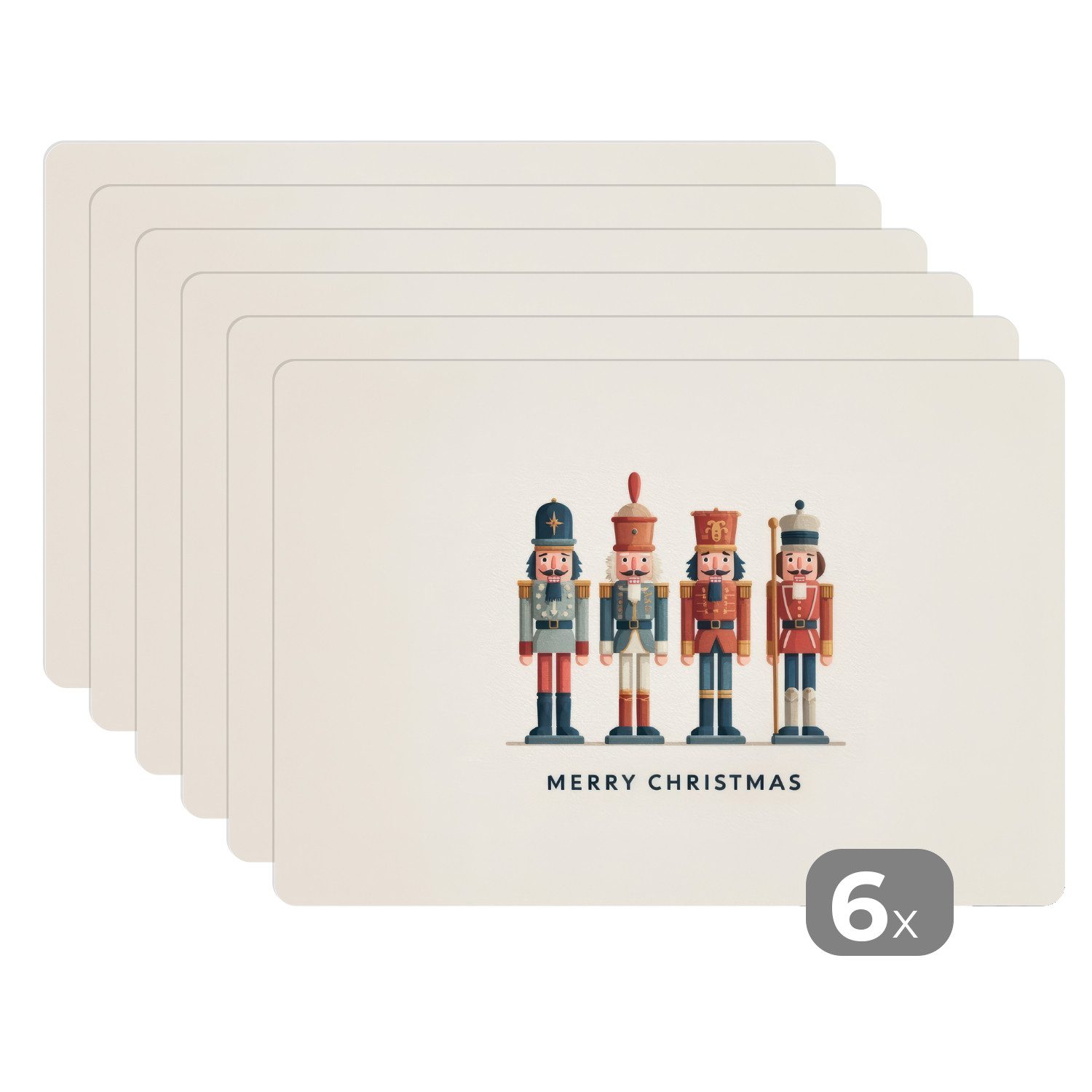 MuchoWow Platzset Nussknacker - Minimalistisch - Weihnachten - Beige, (6-St günstig online kaufen