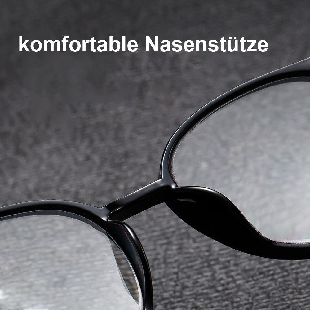 PACIEA Brille Damen Herren Selbsttönend Anti Blaulicht Ultraleicht Mode Rundrahmen