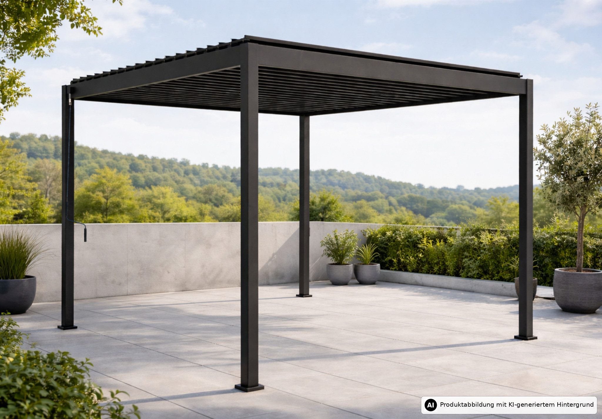 Leco Pavillon Pergola Überdachung Lamellenpergola Sonnenschutz Sonnendach BASIC, Gestell aus Aluminium und Stahl pulverbeschichtet