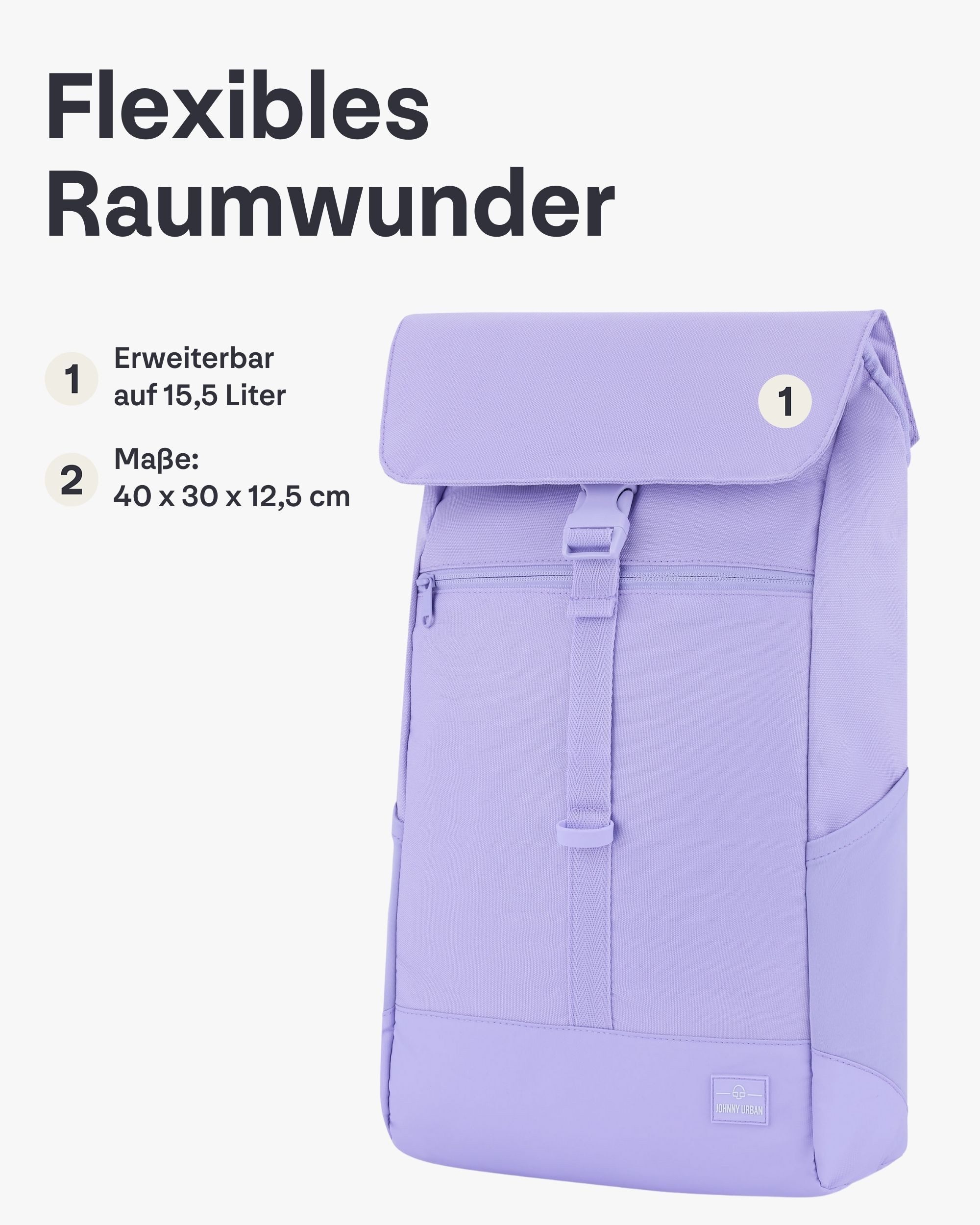 Johnny Urban Cityrucksack MIKA, Rolltop Damen Herren, Laptop Fach (1-tlg), Flexible Größe, Gepolstertes Laptopfach, Wasserabweisend